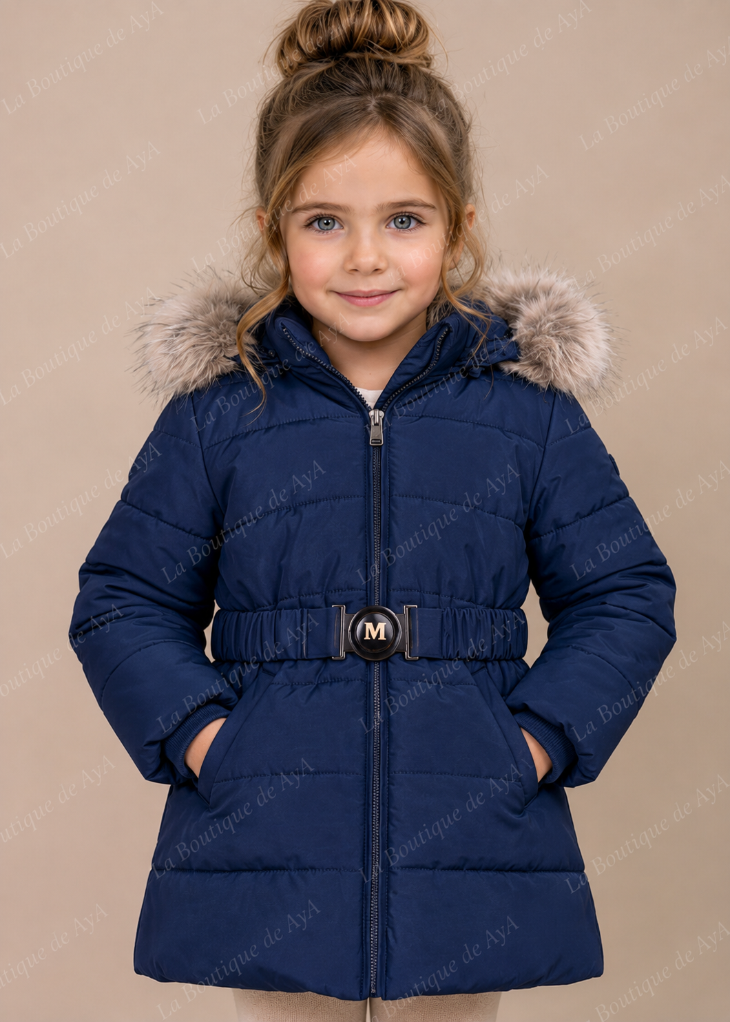 Abrigo acolchado azul marino para niña Miranda 0265
