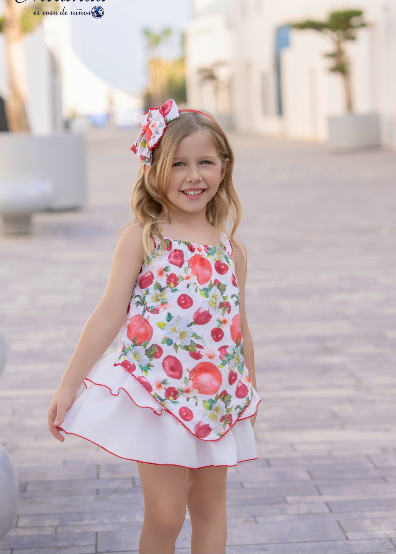 Vestido niña estampado frutas con volantes Miranda 0600