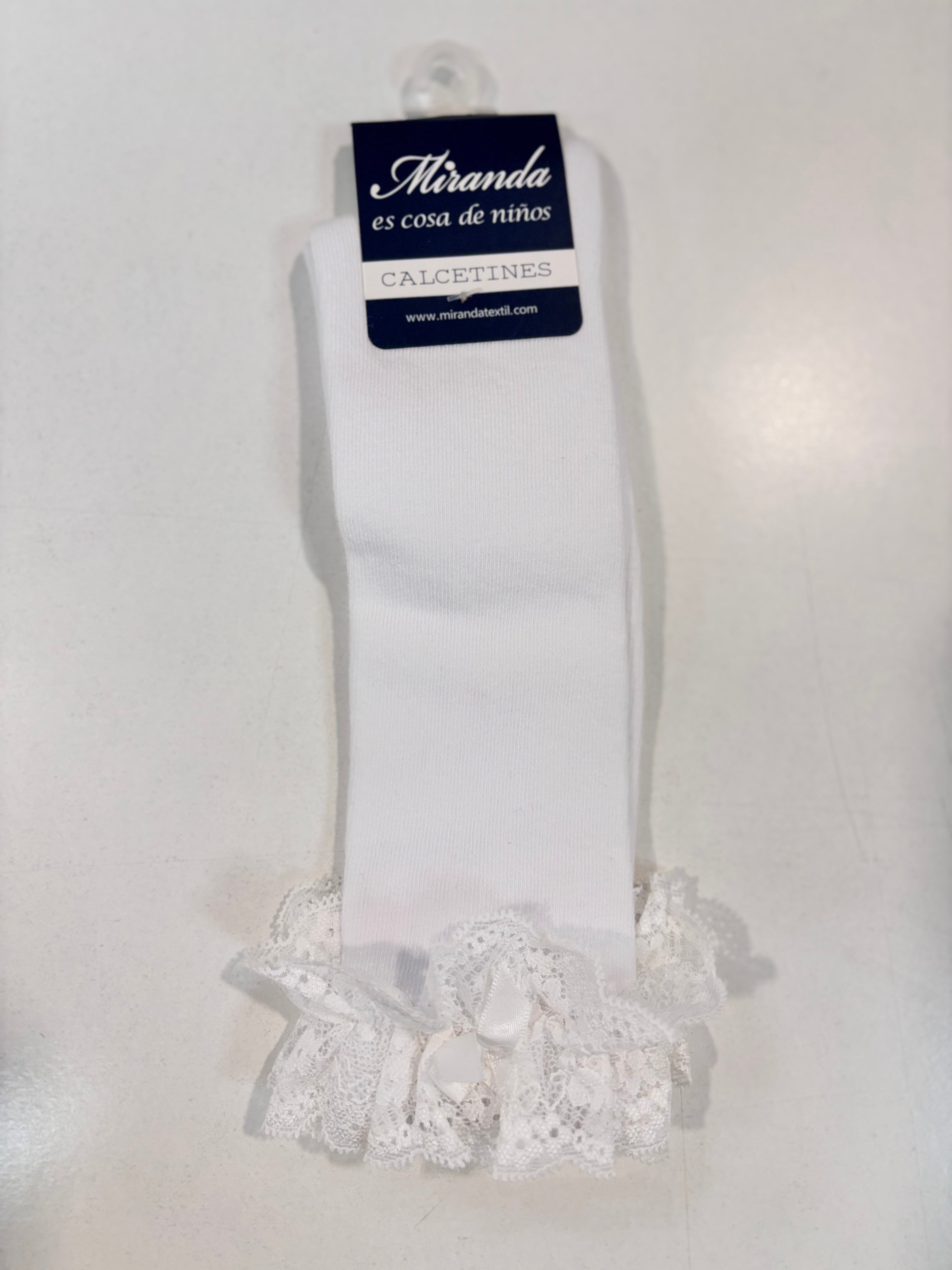 Calcetin puntilla niña blanco Miranda 1501