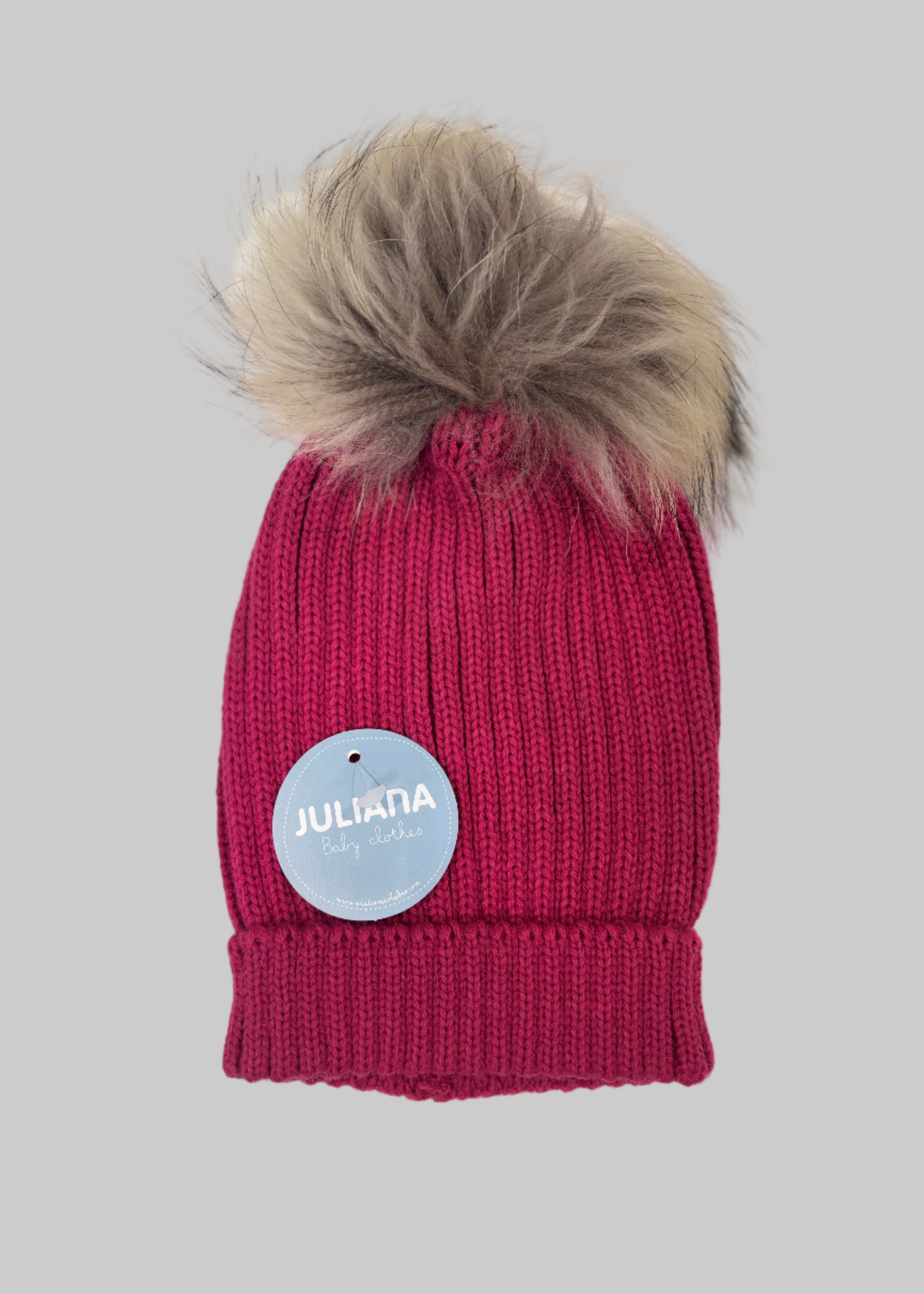 Gorro suelto canale pompon pelo fucsia JULIANA 50915