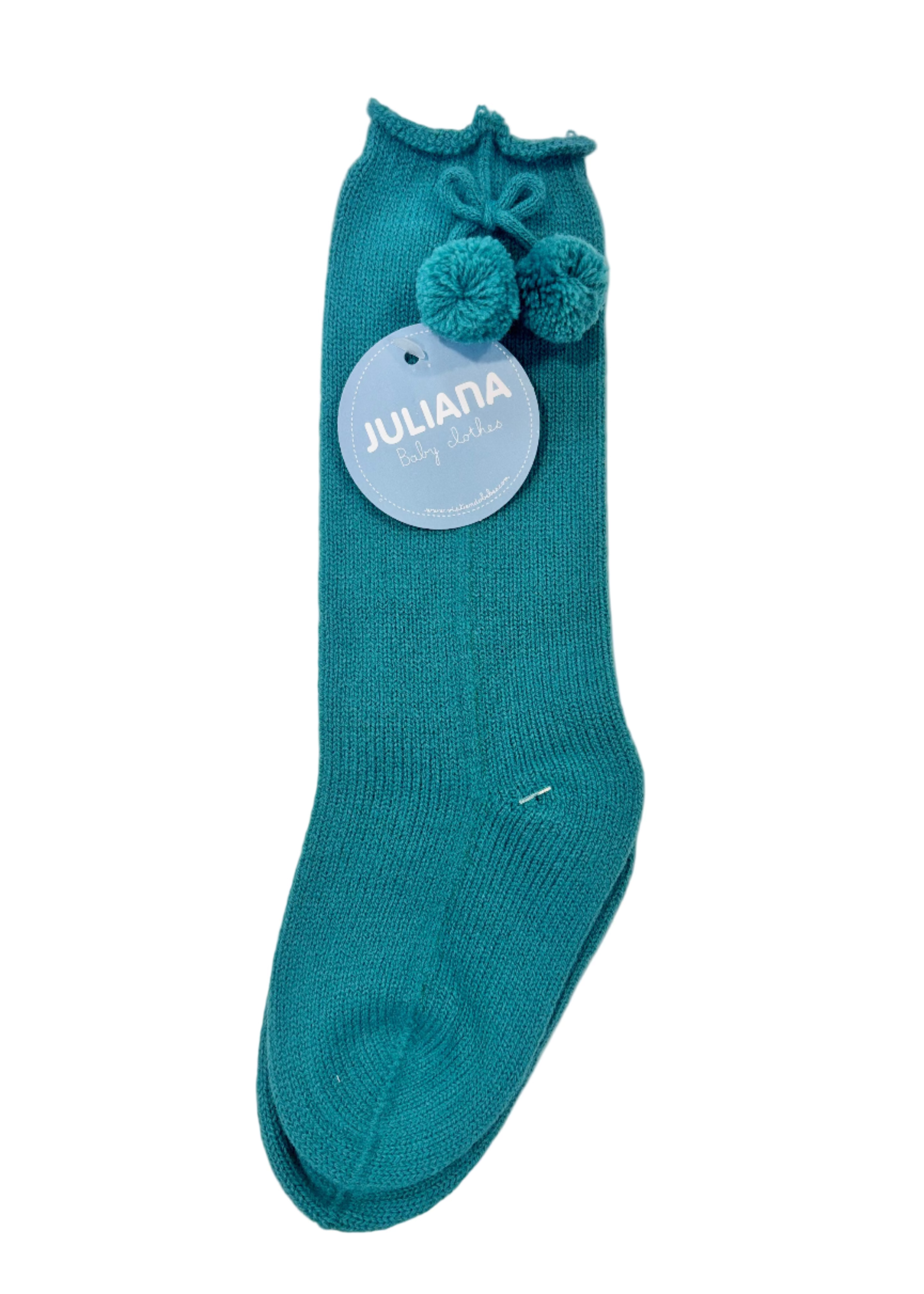 Calcetin pompones verde baltico JULIANA 52039