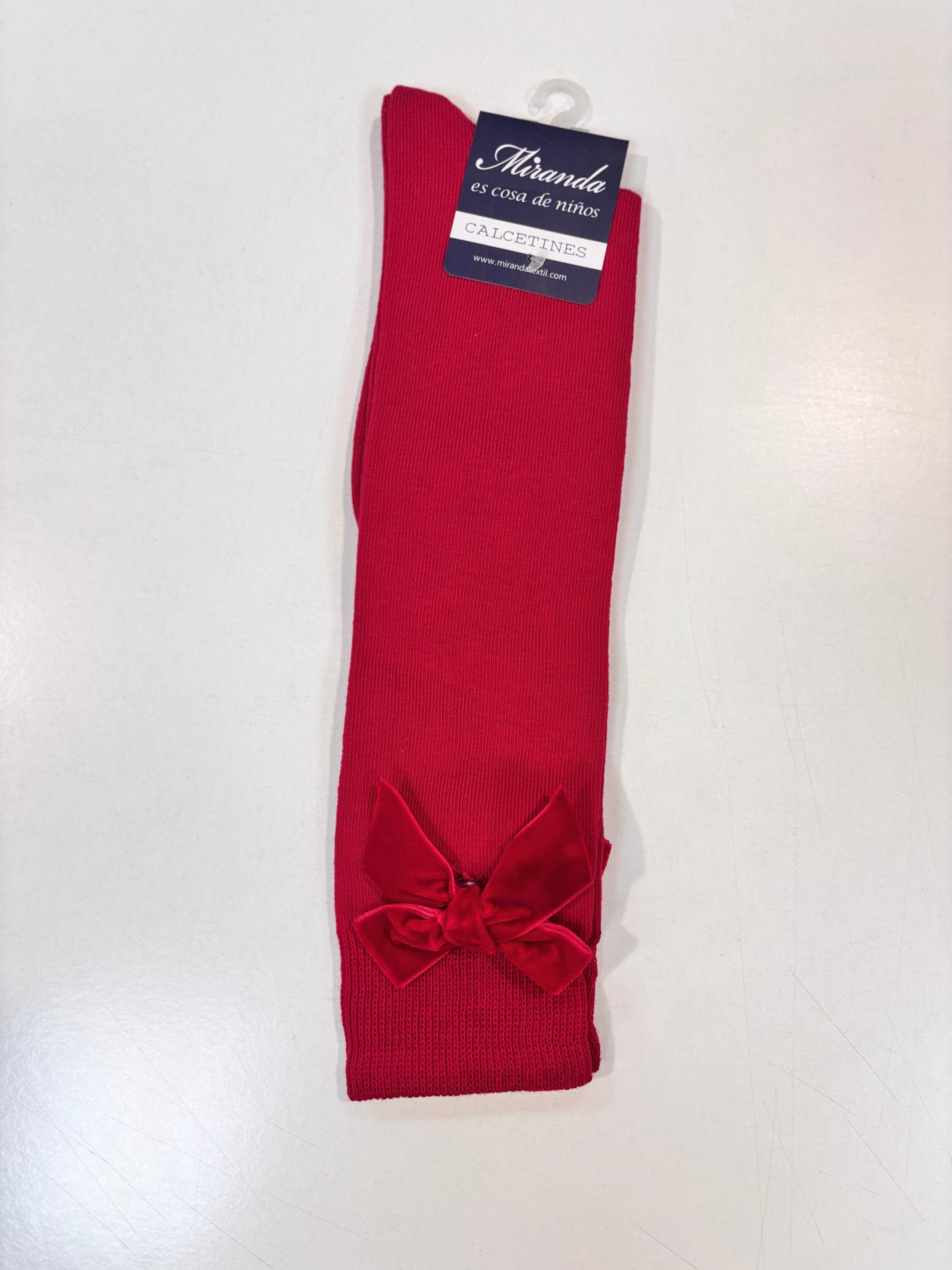 Calcetin lazo terciopelo niña rojo Miranda 1502