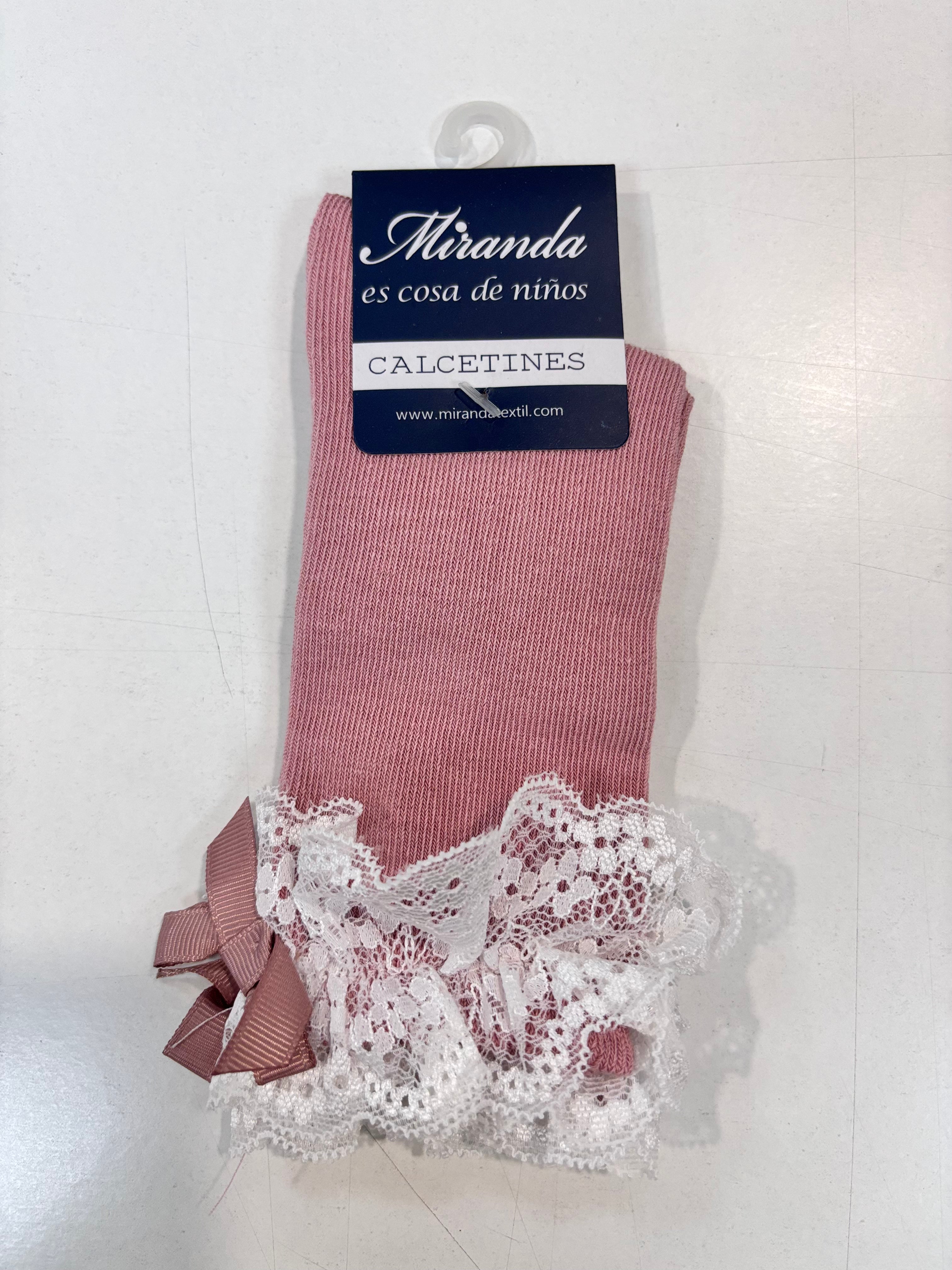 Calcetin puntilla niña rosa Miranda 1503