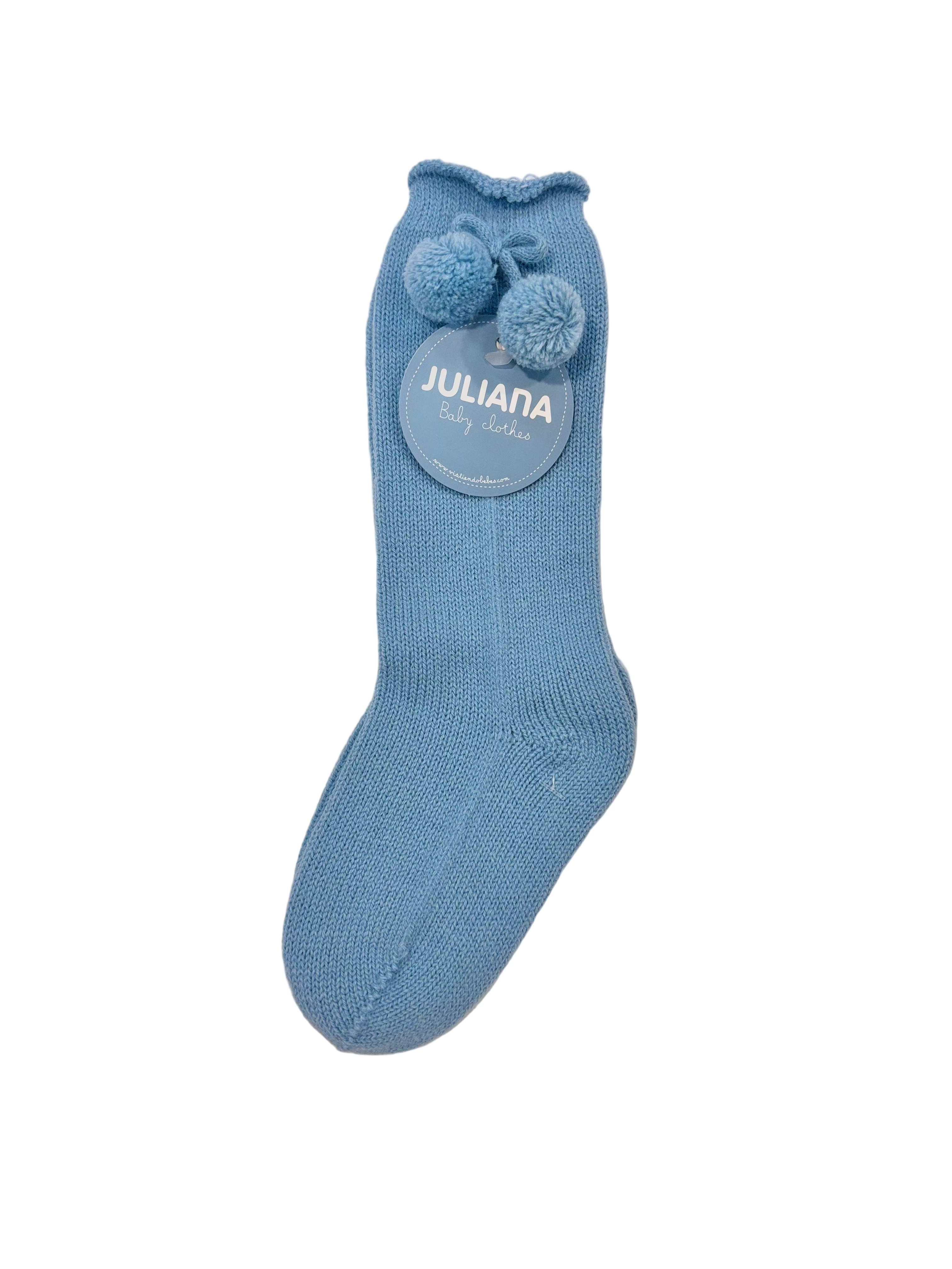 Calcetin pompones azul nube JULIANA 52048