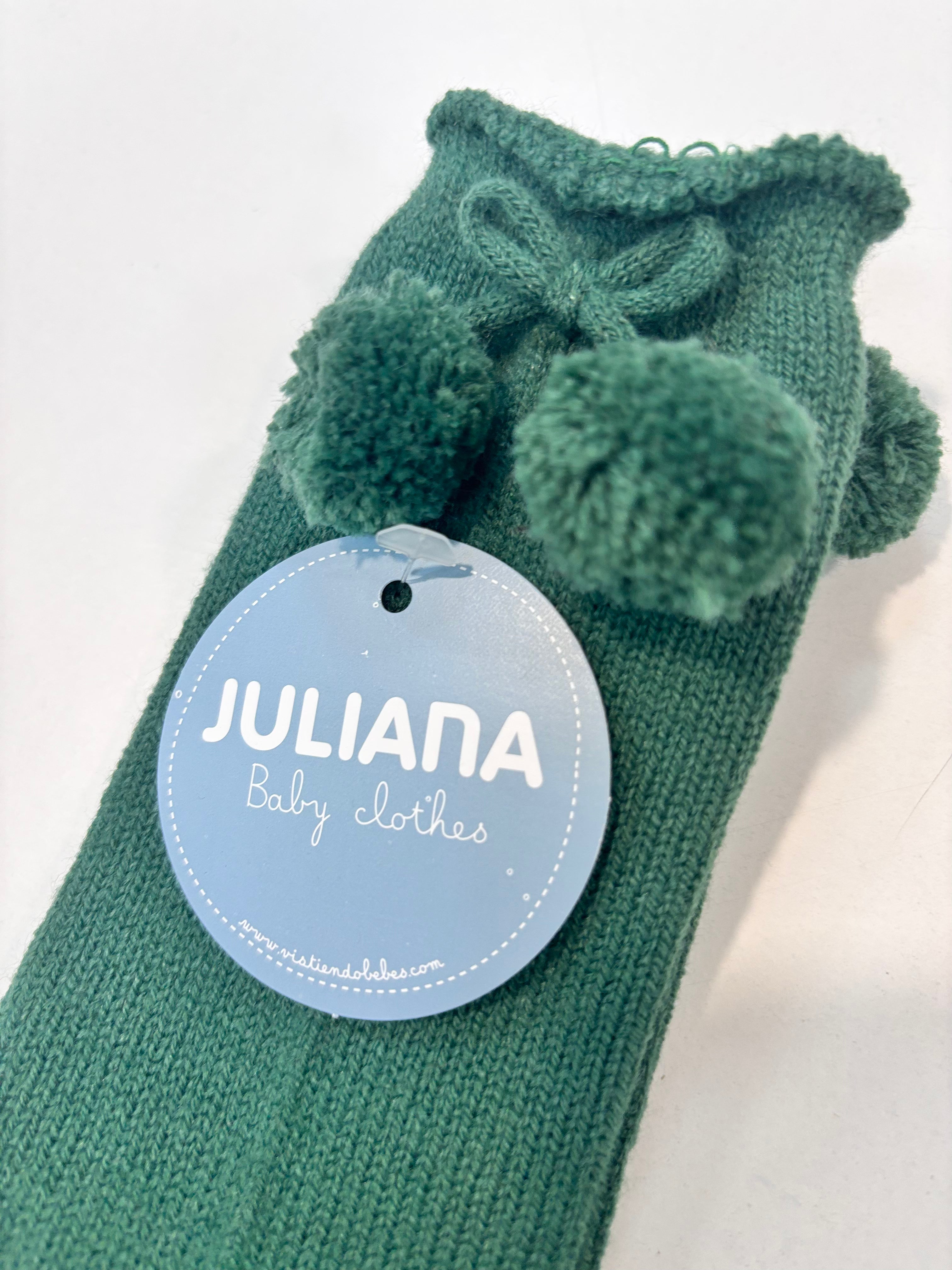 Calcetin pompones verde musgo JULIANA 52066