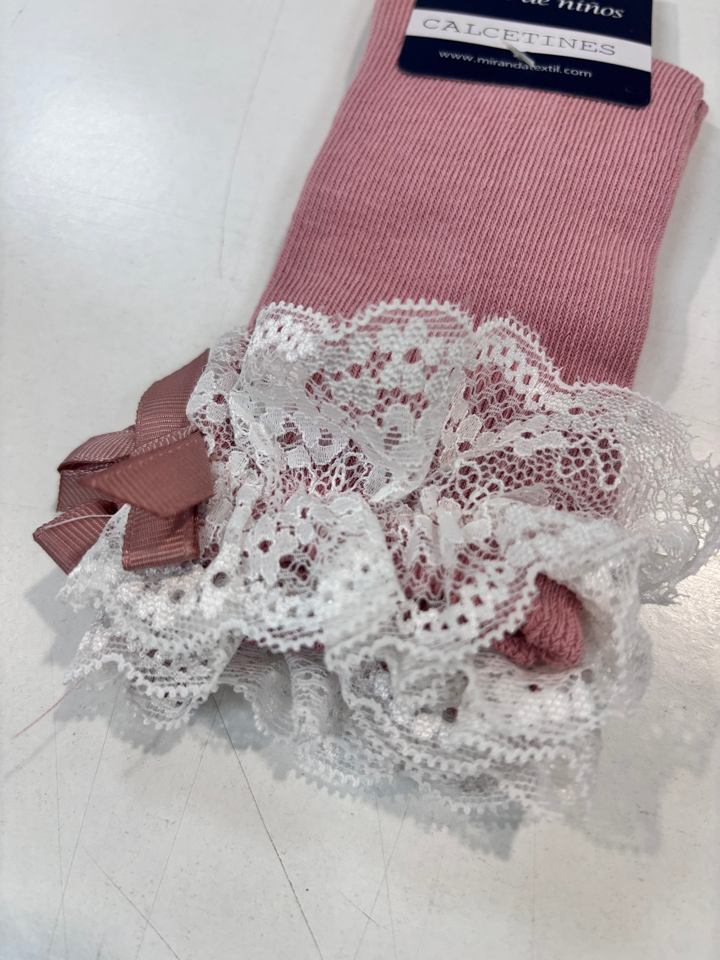 Calcetin puntilla niña rosa Miranda 1503