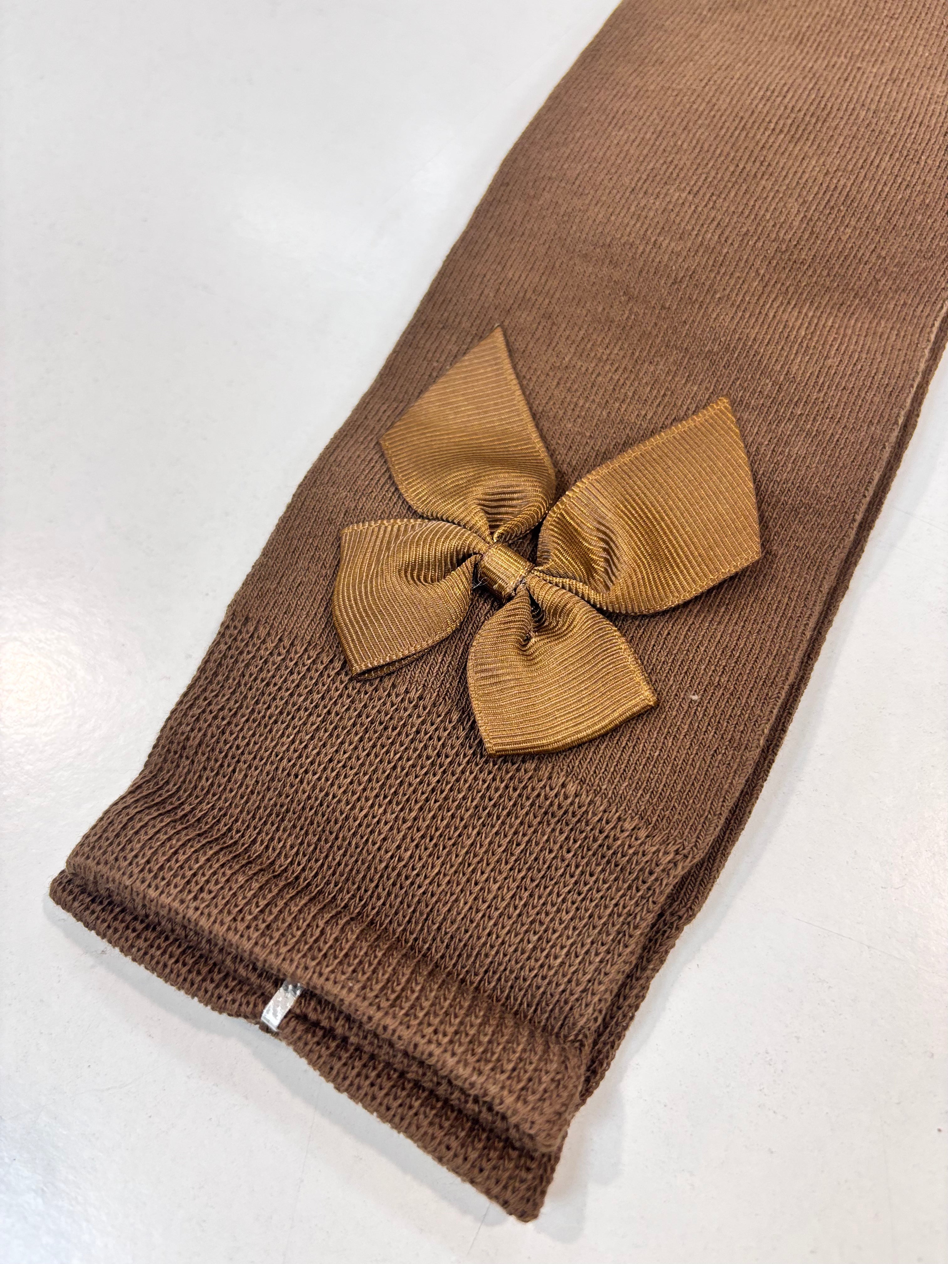 Calcetin lazo raso niña marron Miranda 1502