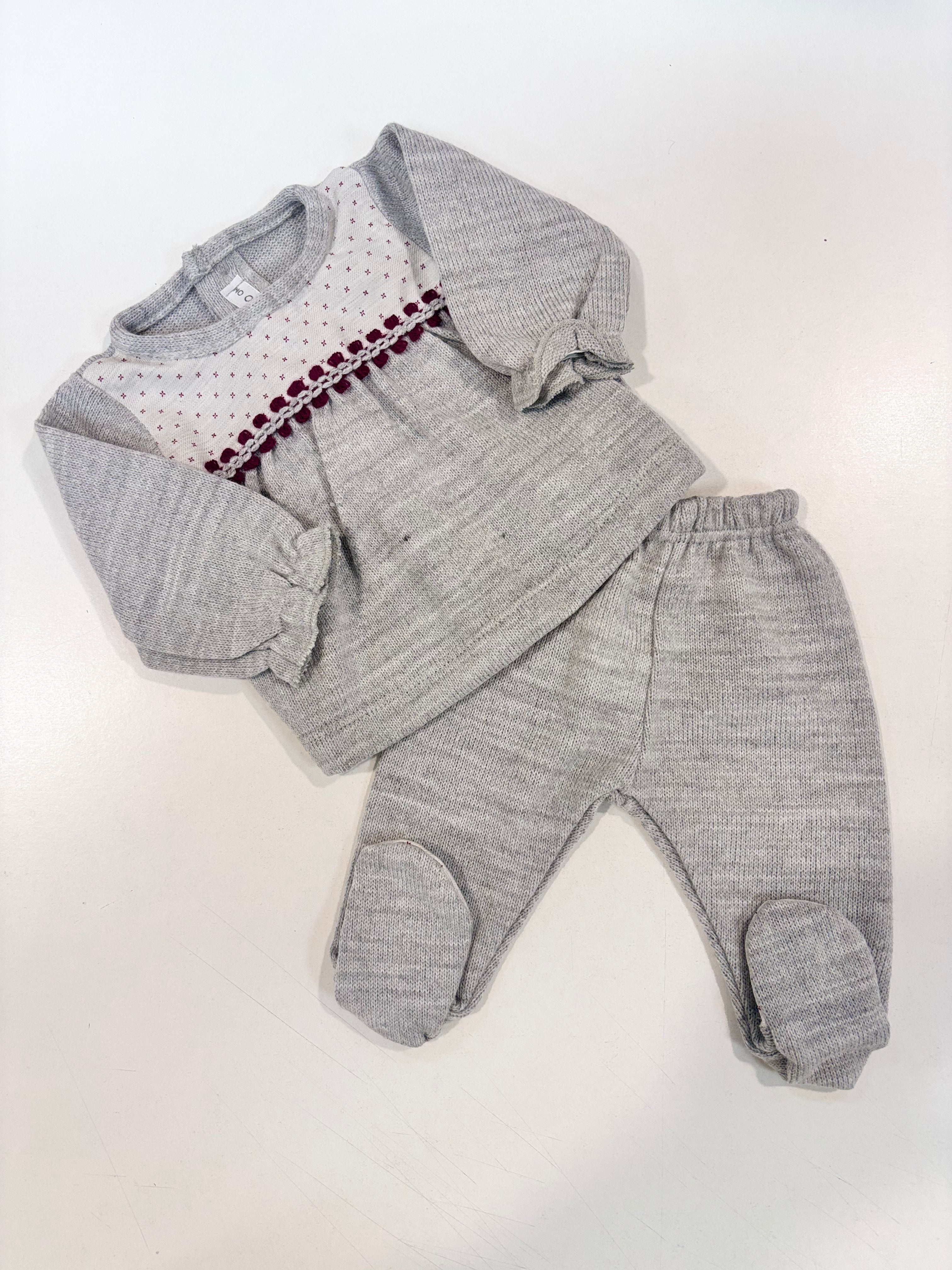 Conjunto polaina gris burdeos Calamaro 17532