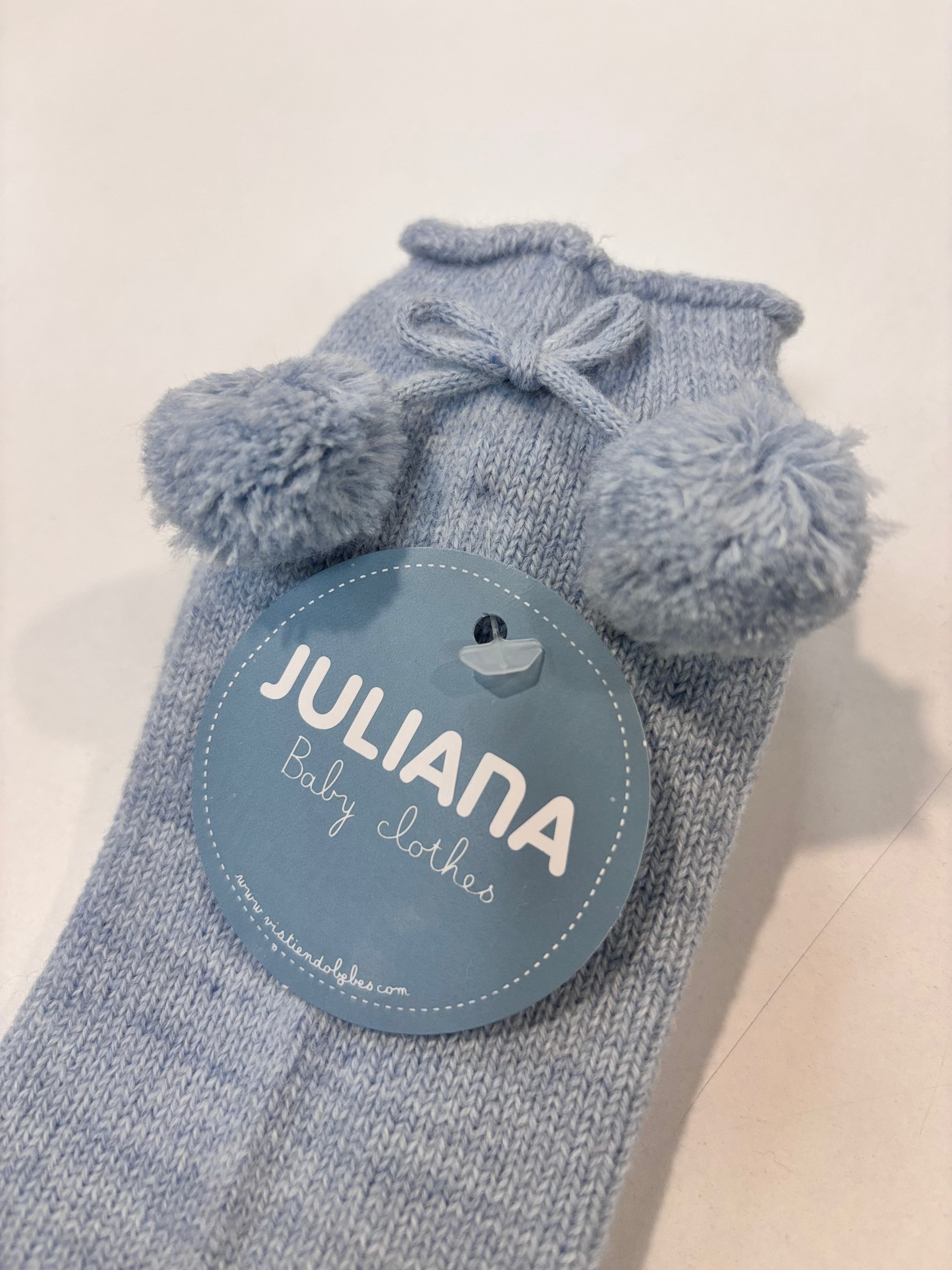 Calcetin pompones azul JULIANA 52078