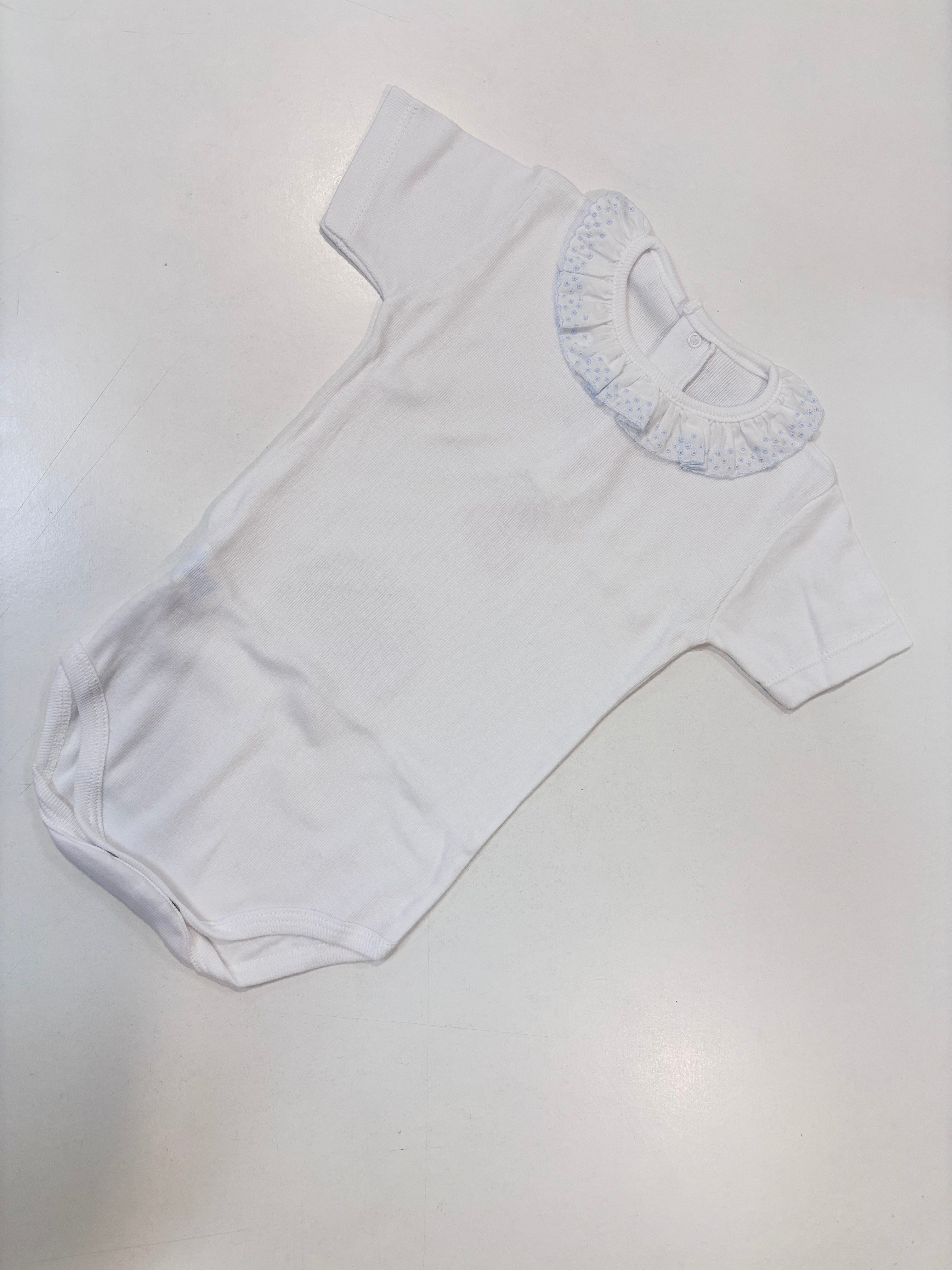 Body cuello azul puntilla manga corta 19010 Calamaro