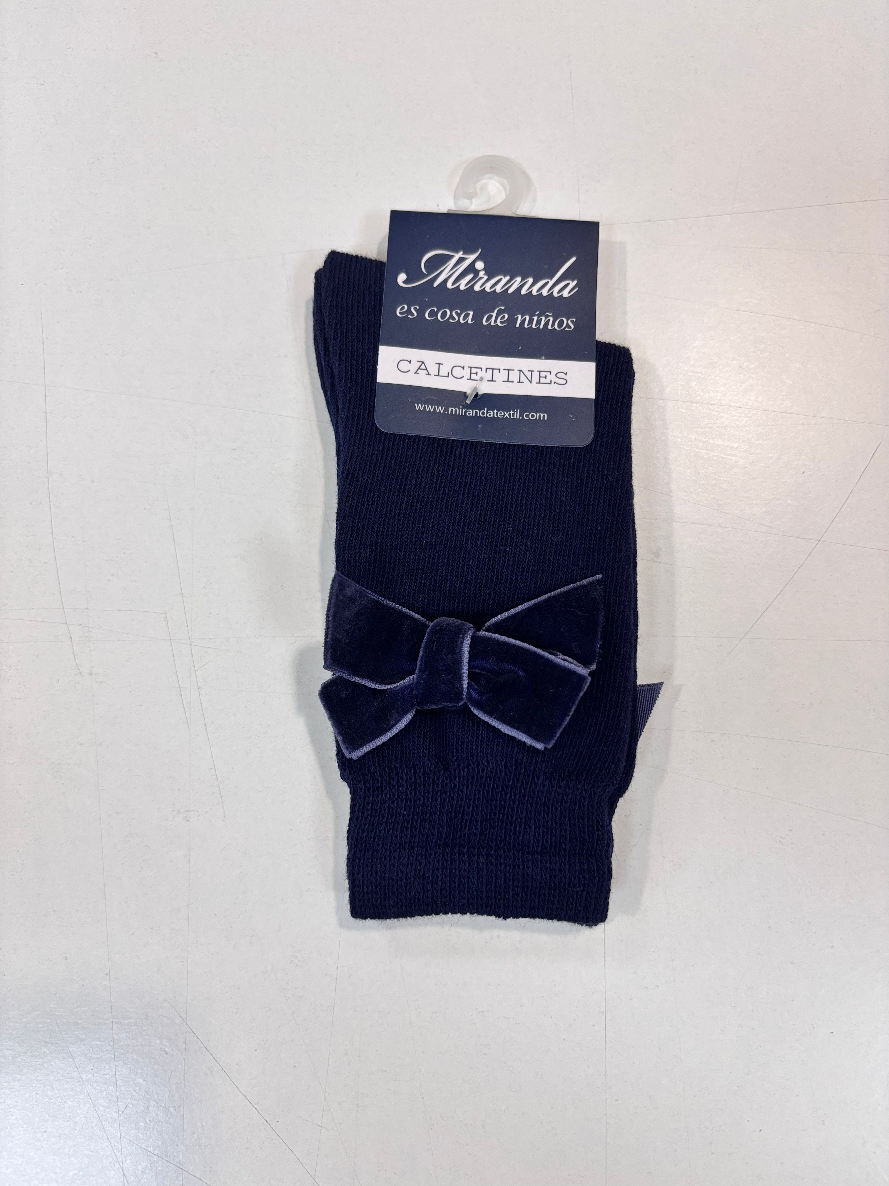 Calcetin lazo terciopelo niña marino Miranda 1502