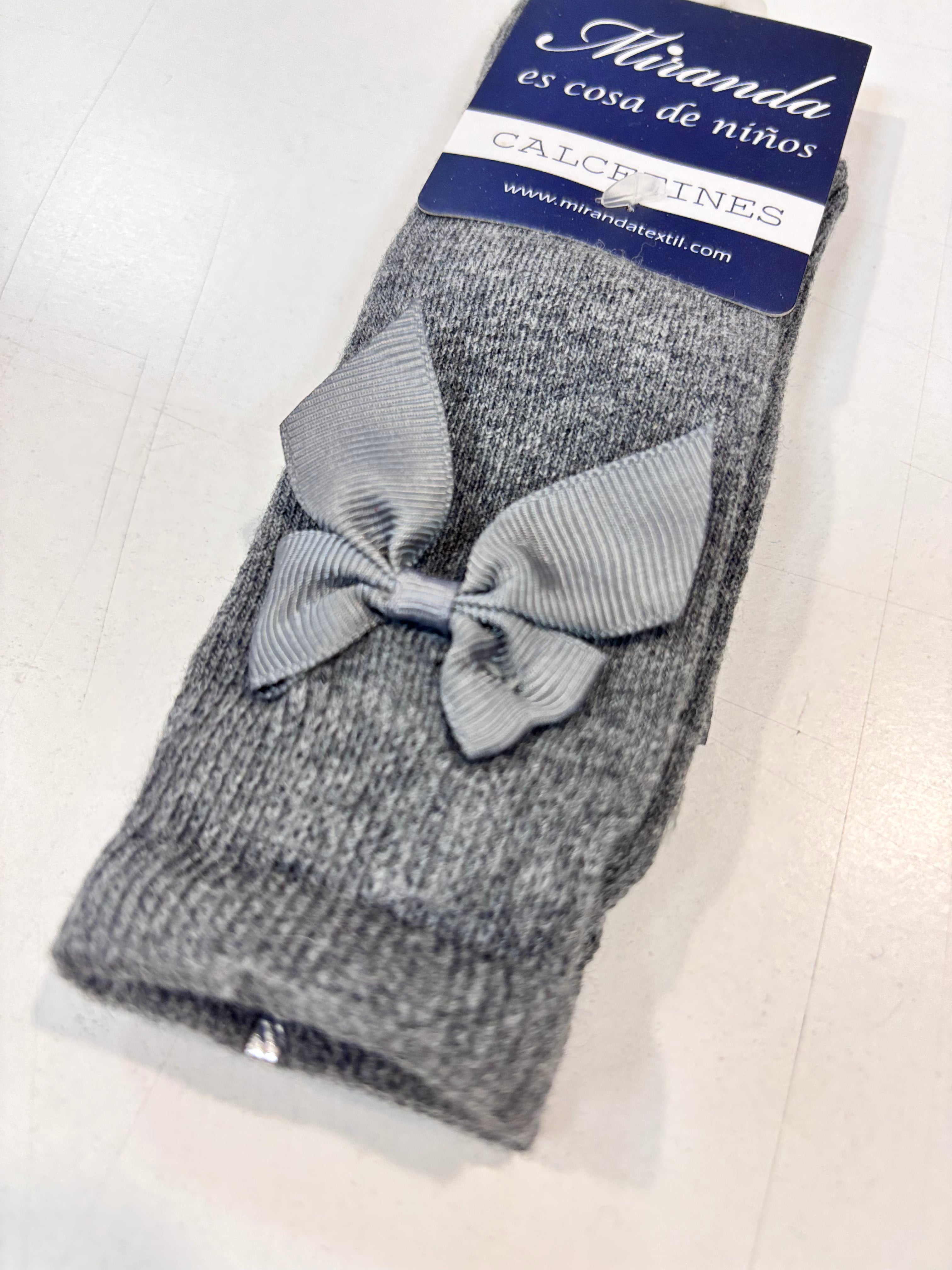 Calcetin lazo raso niña gris oscuro Miranda 1502
