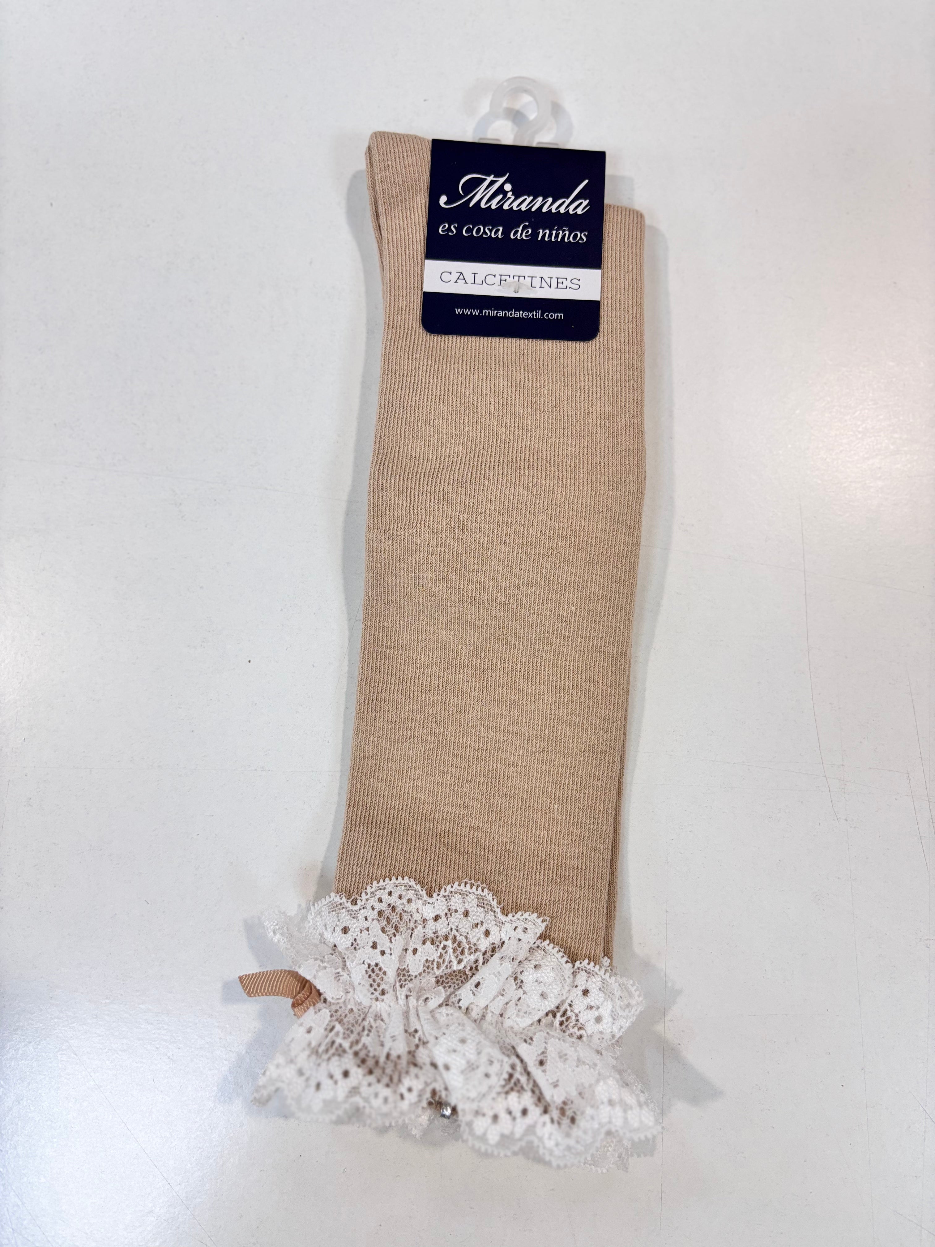 Calcetin puntilla niña camel Miranda 1503