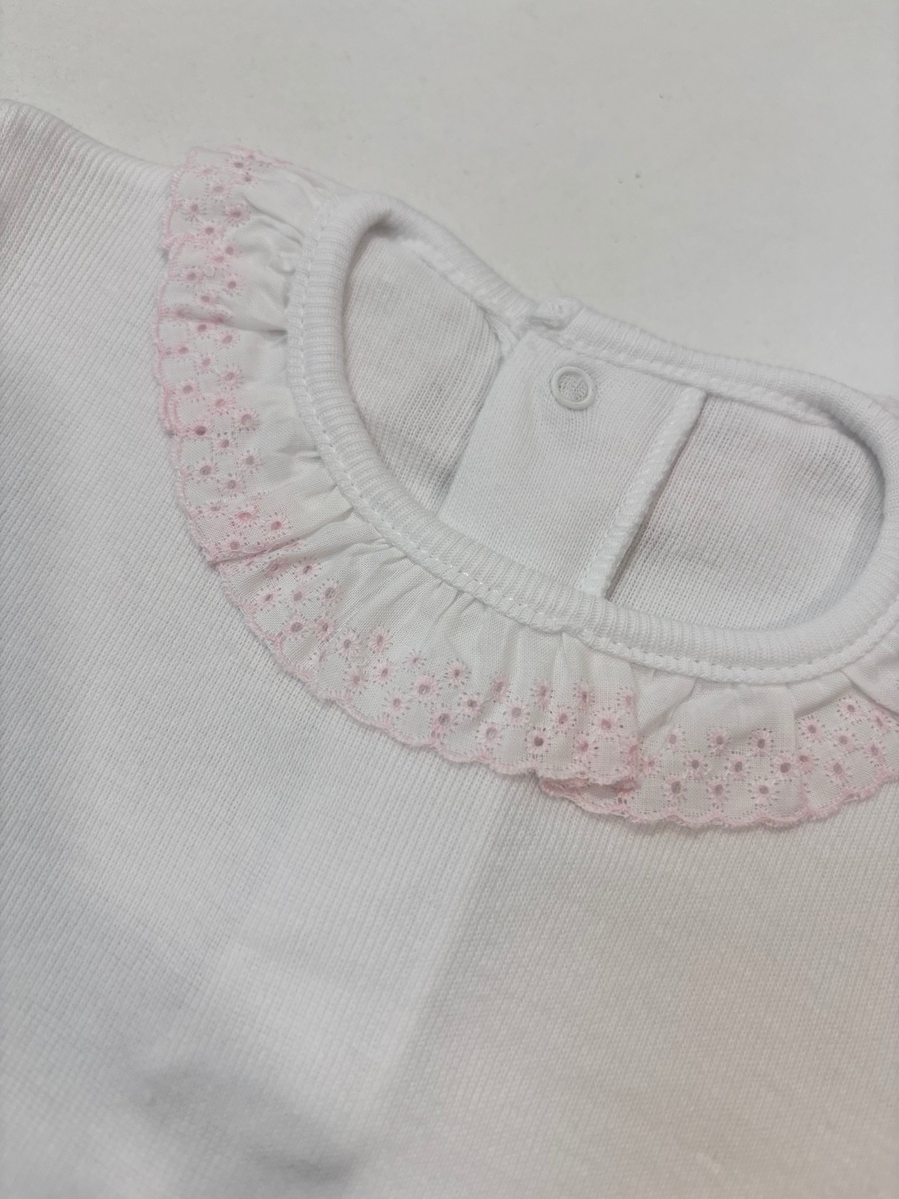 Body cuello rosa puntilla manga corta 19010 Calamaro