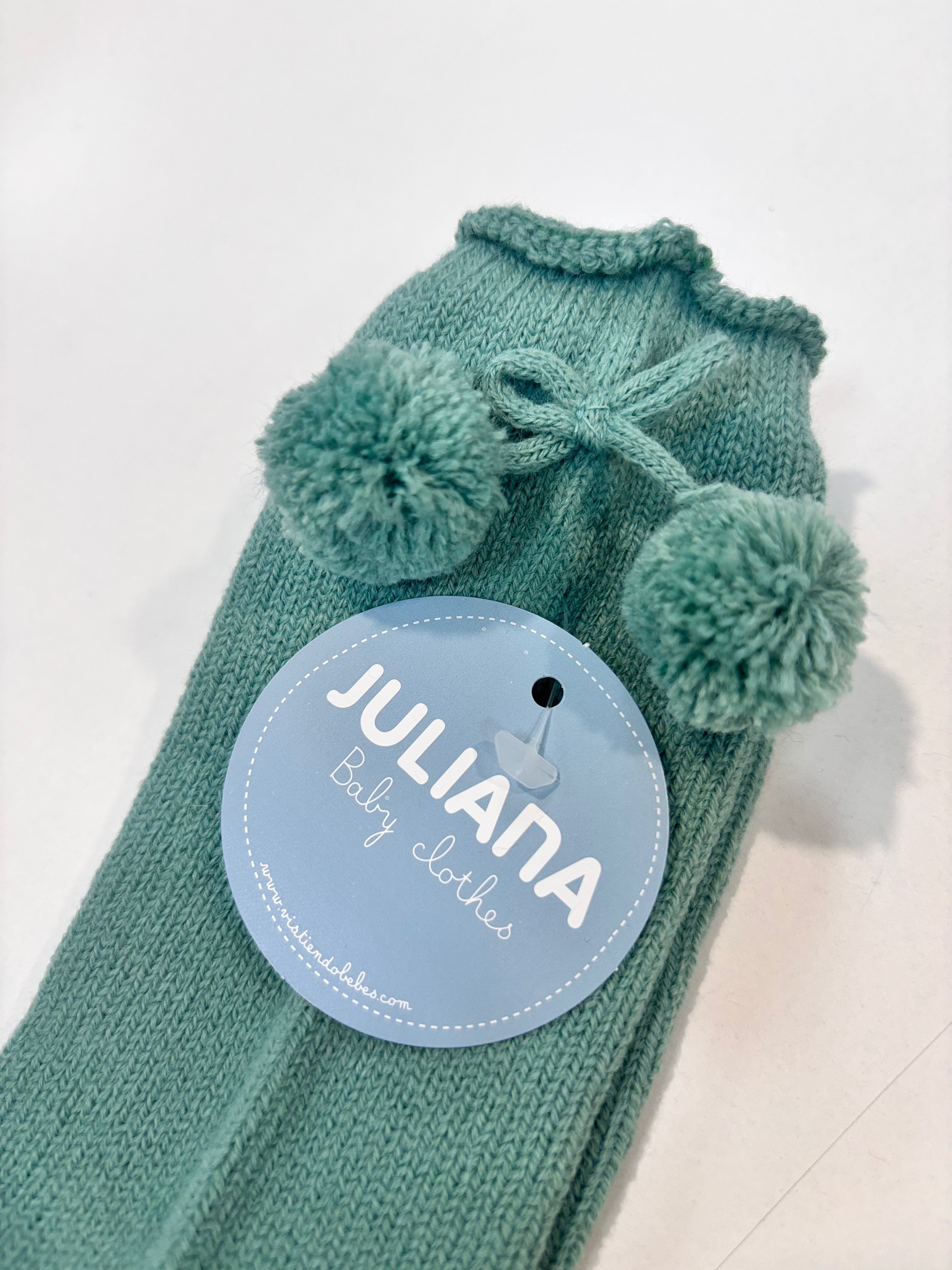Calcetin pompones verde hoja JULIANA 52019