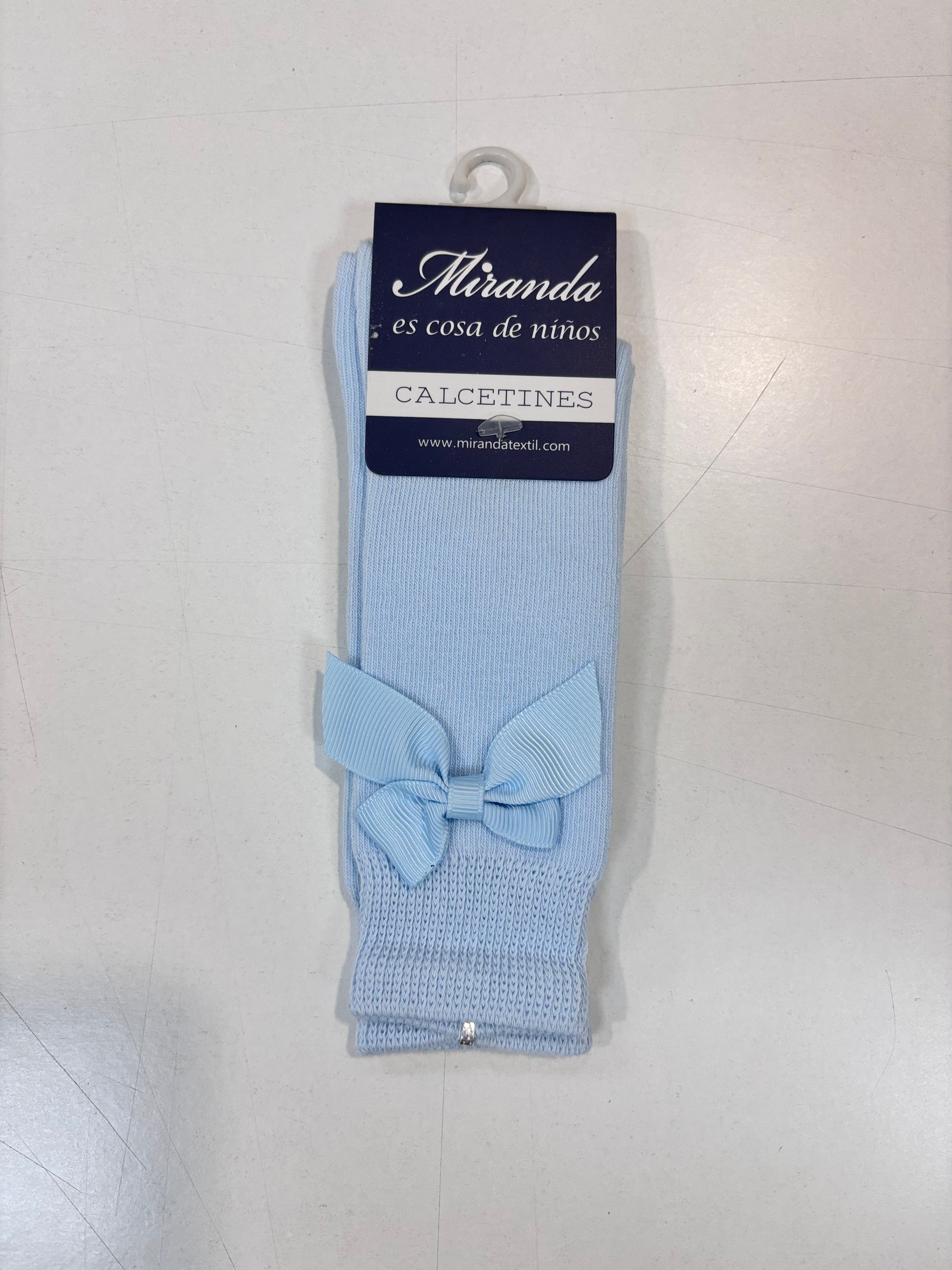 Calcetin lazo raso niña celeste Miranda 1502