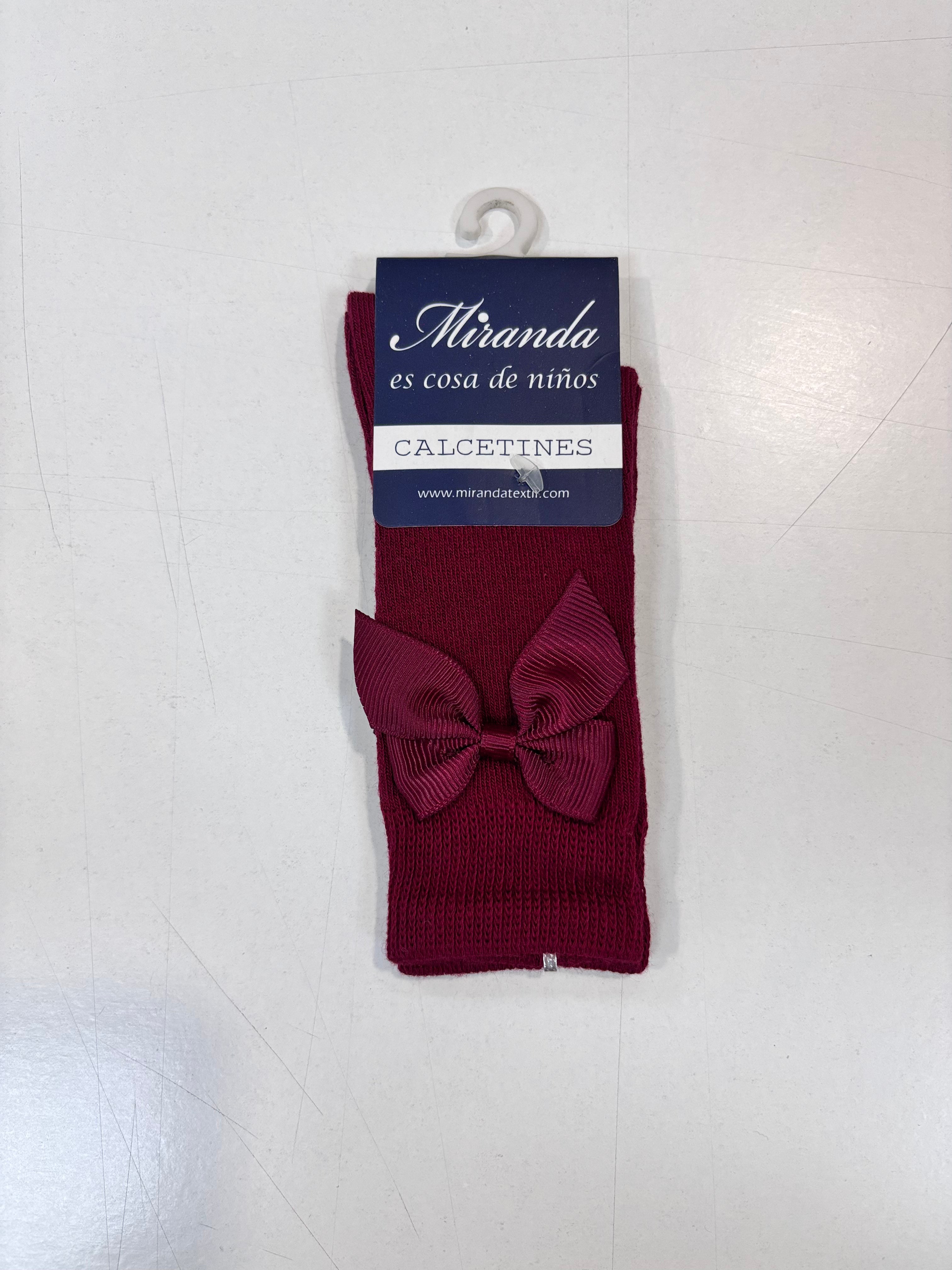 Calcetin lazo raso niña granate Miranda 2502
