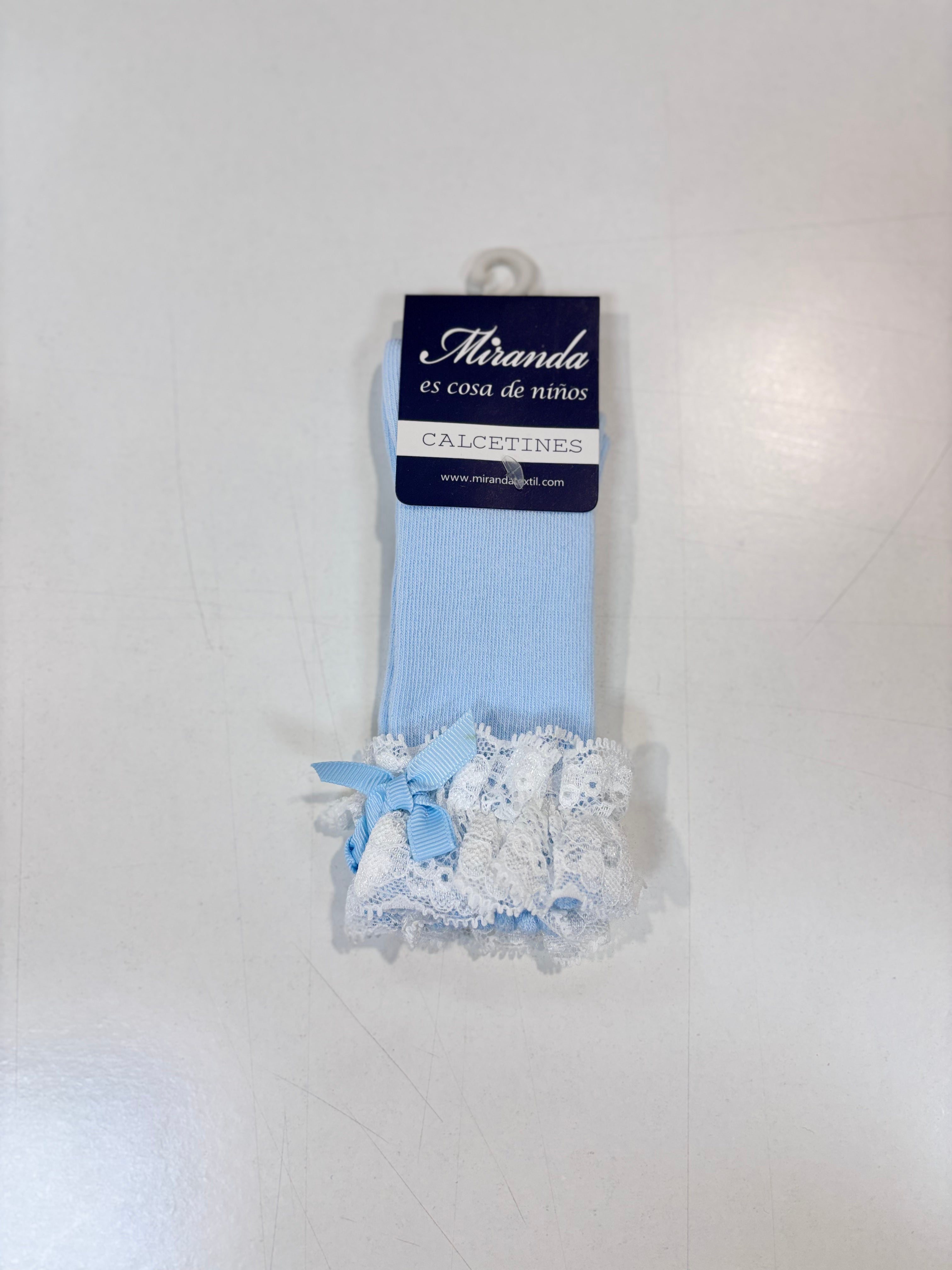 Calcetin puntilla niña celeste Miranda 1503