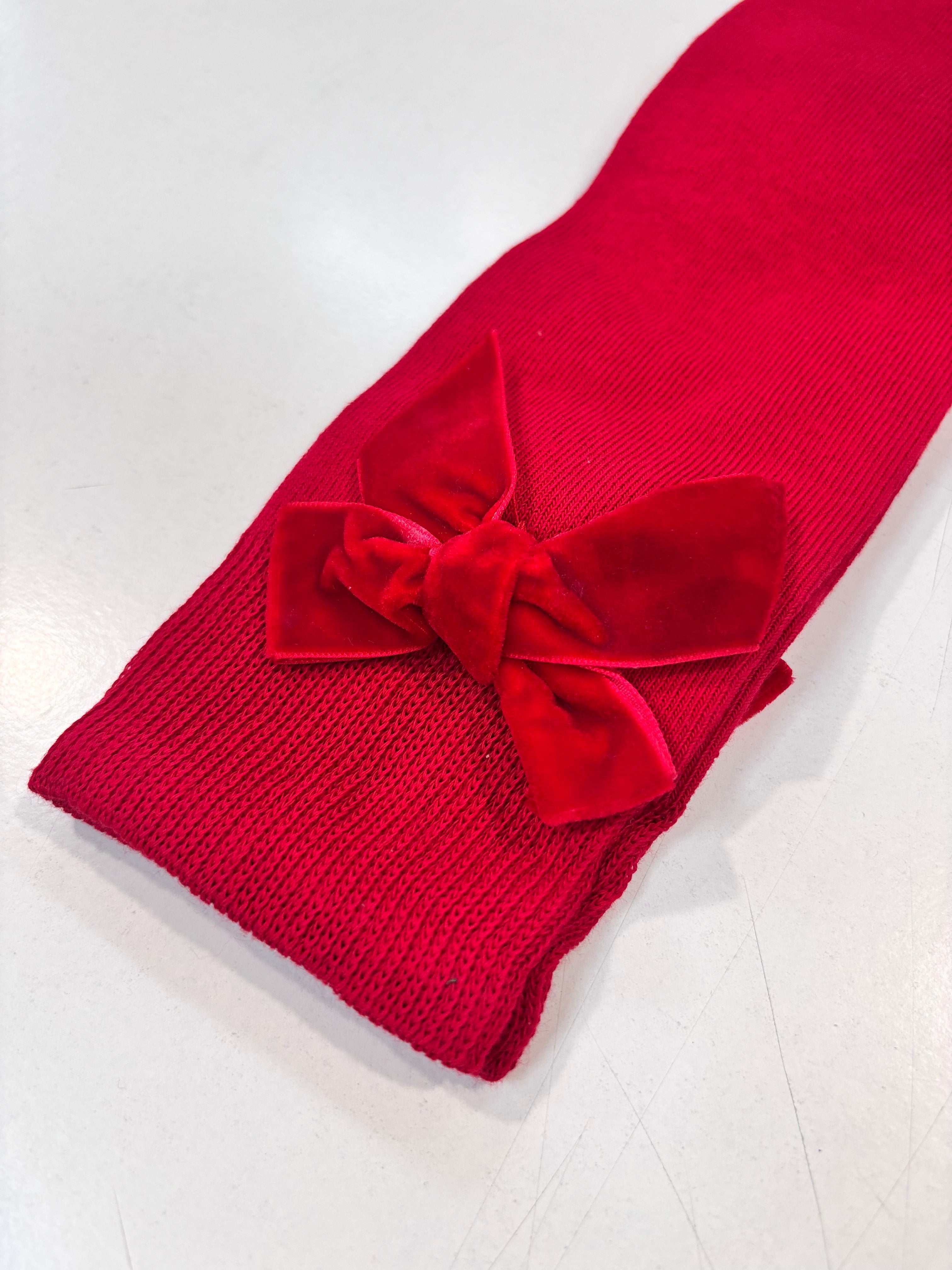 Calcetin lazo terciopelo niña rojo Miranda 1502