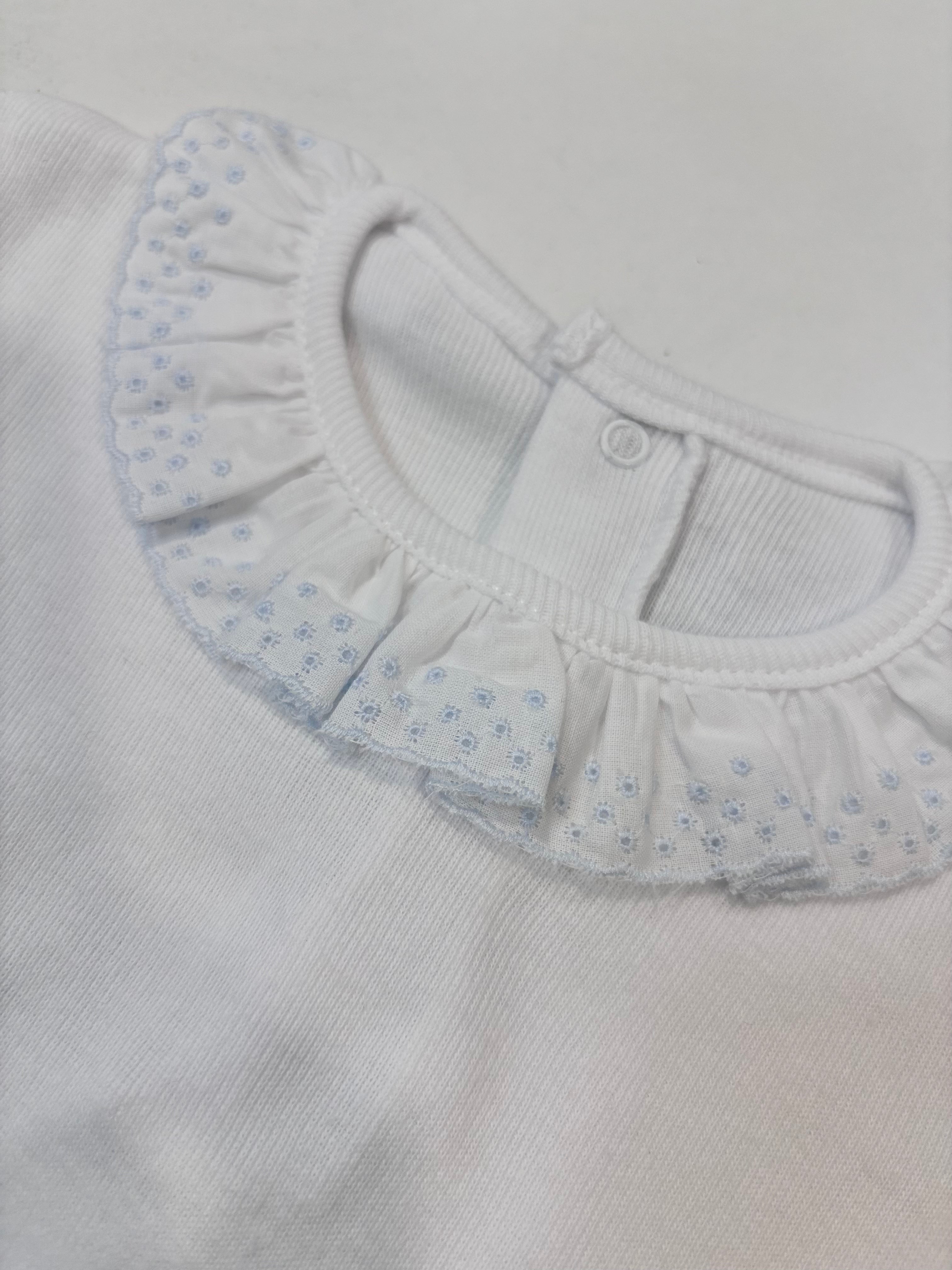 Body cuello azul puntilla manga corta 19010 Calamaro