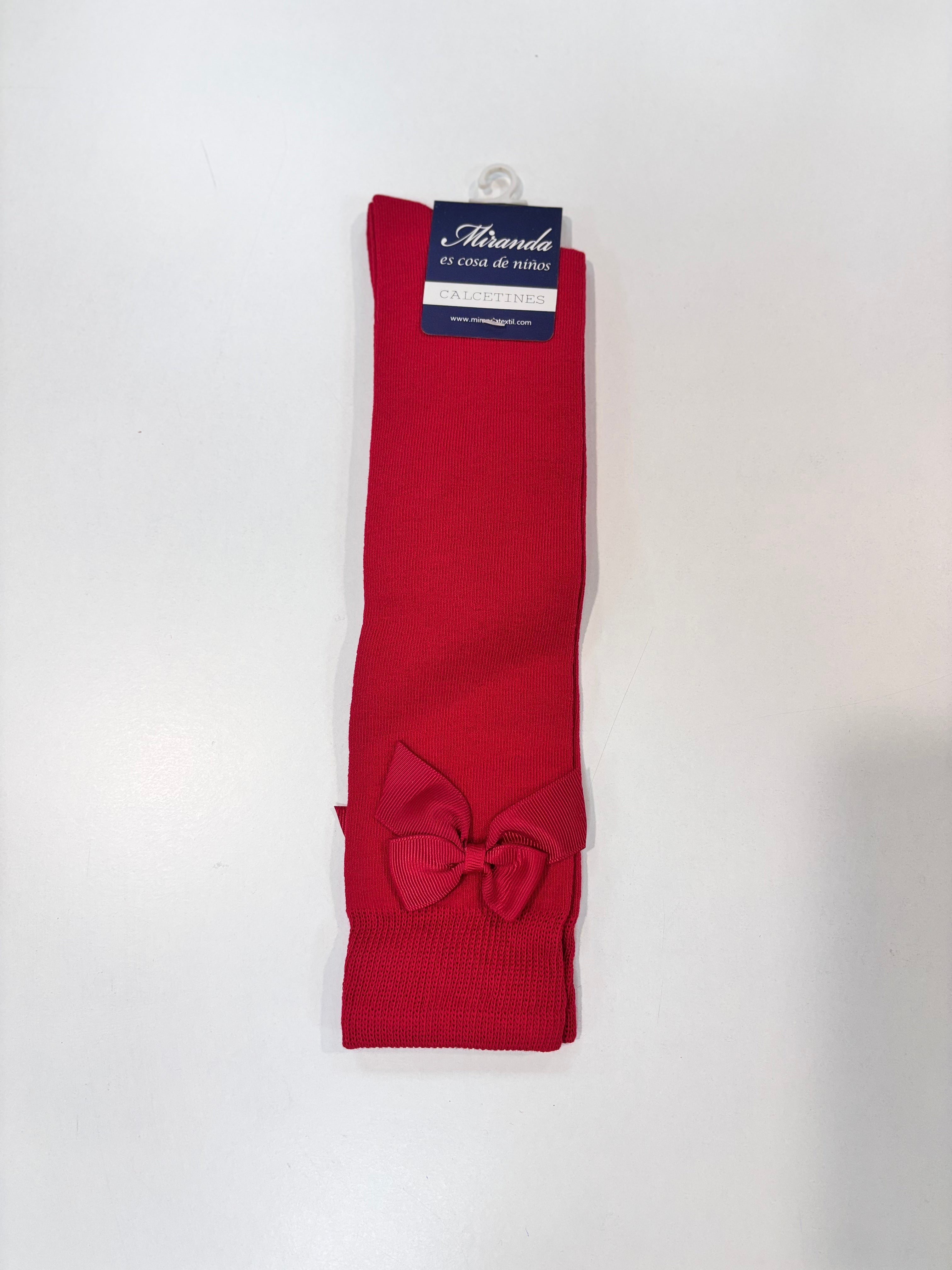 Calcetin lazo raso niña rojo Miranda 1502