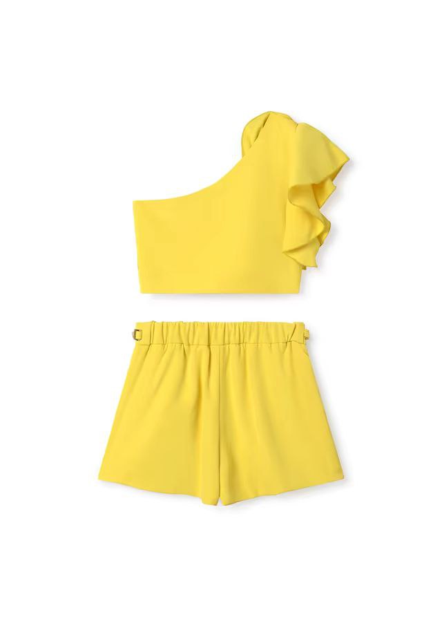 Conj. bermuda crepe fluido amarillo 5246 Abel y Lula - La boutique de AyA Abel y Lula