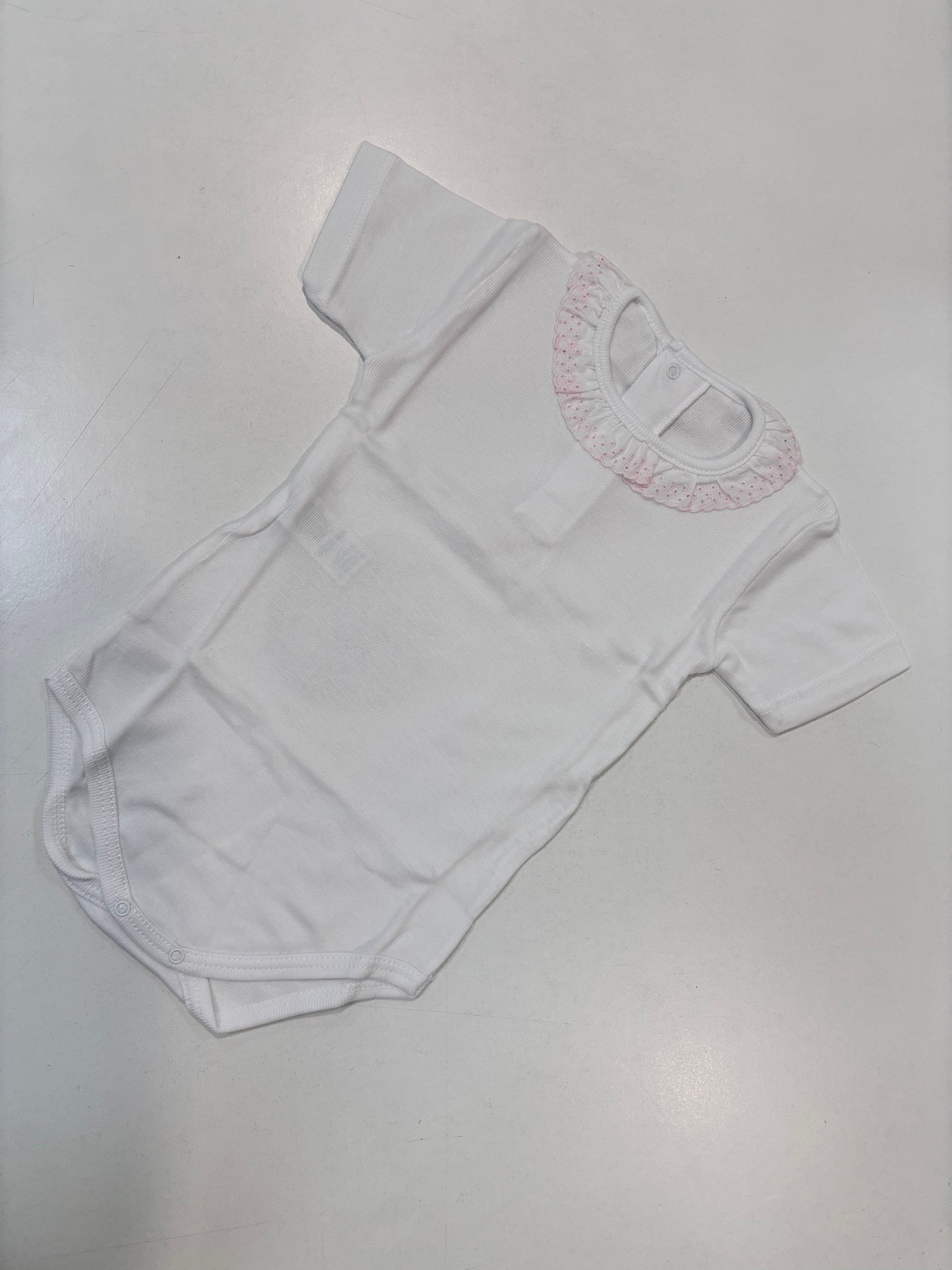 Body cuello rosa puntilla manga corta 19010 Calamaro