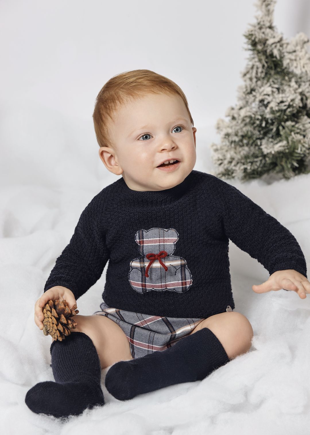 Conjunto culetin Cuadros marino Bordado Oso JULIANA 25594 - La boutique de AyA Juliana