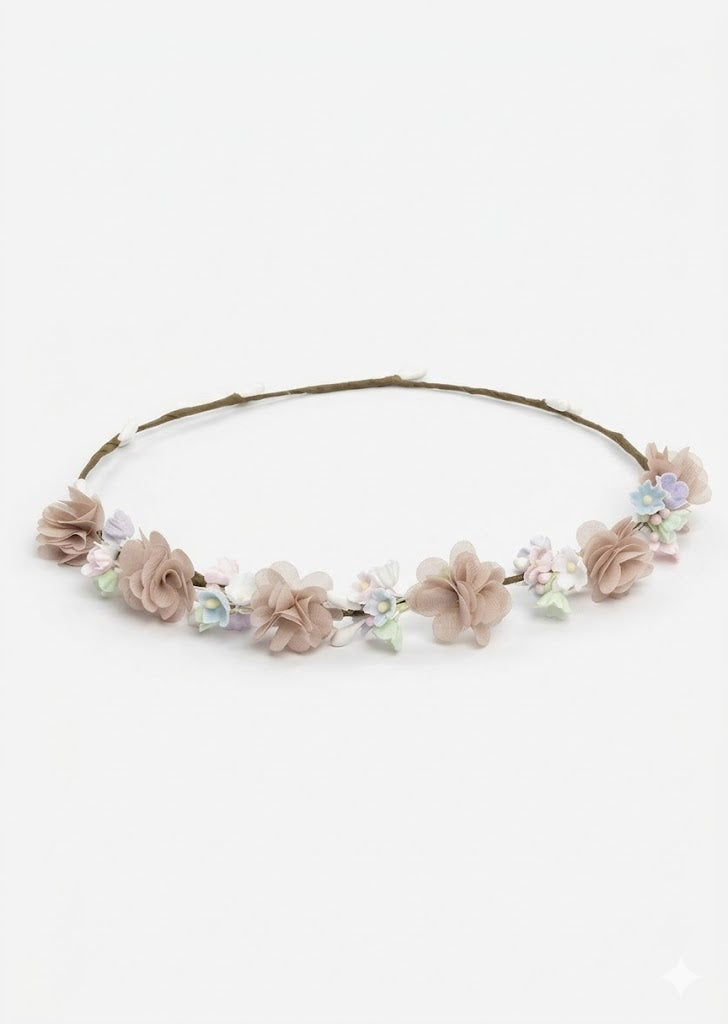 Corona de Flores Niña Ceremonia Rosas Malva y Pastel "Pastel Dulzura" | La Boutique de Aya