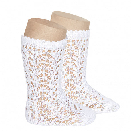 Calcetines Blanco altos de algodón perlé calados Condor 200 - La boutique de AyA Cóndor