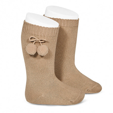 CONDOR CAMEL 326 Calcetines altos algodón cálido con borlas - La boutique de AyA Cóndor