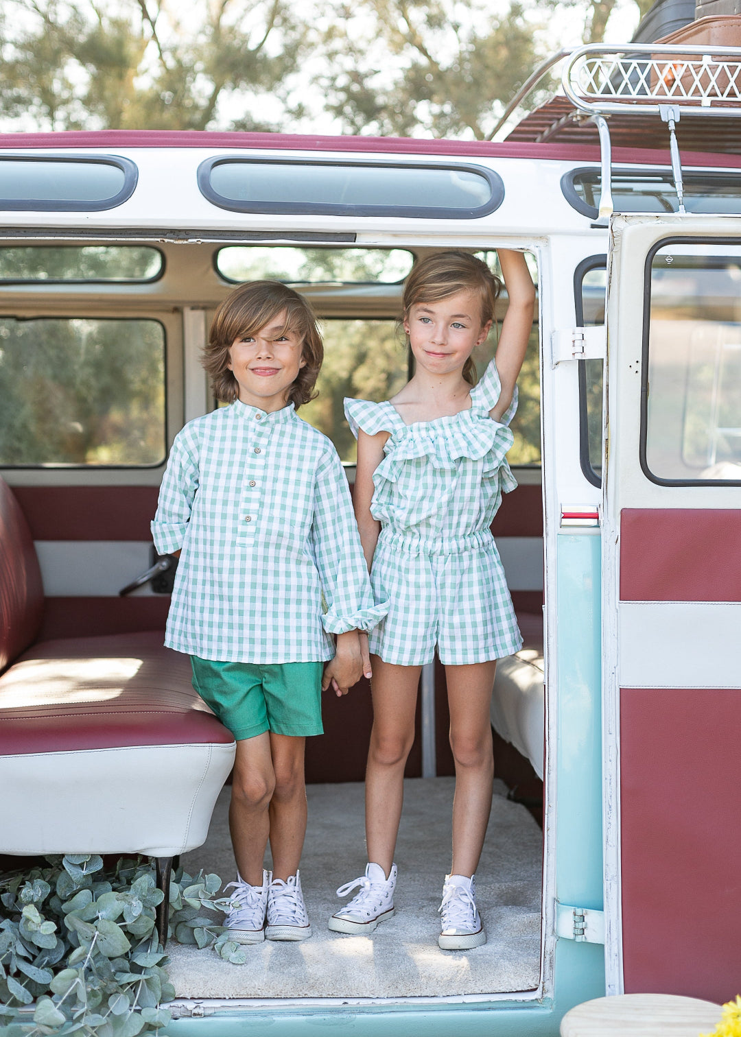 Conjunto bermuda y camisa cuadros verde niño coco acqua 50421 - La boutique de AyA Coco Acqua
