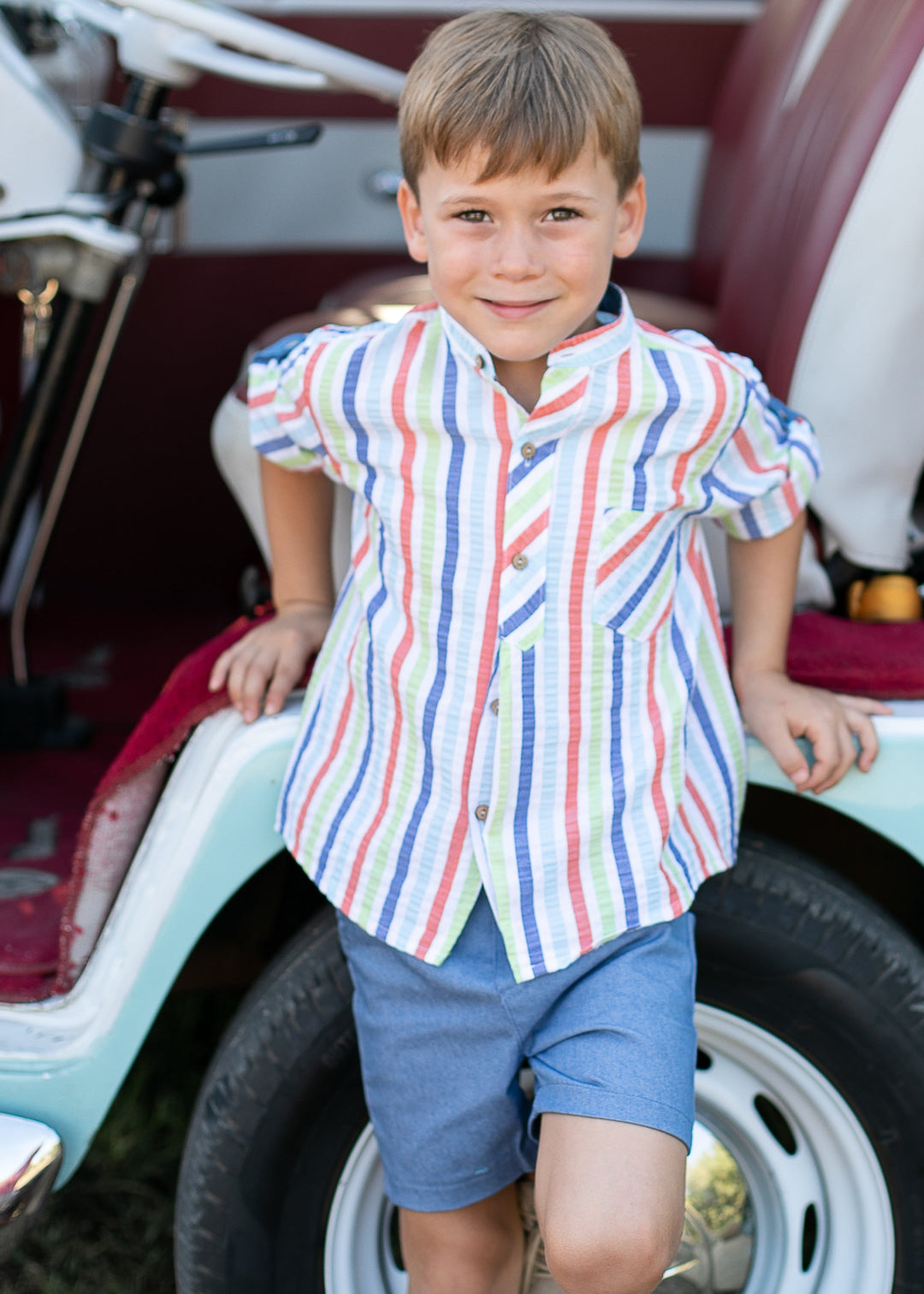 conjunto bermuda y camisa rayas multicolor coco acqua 50451
