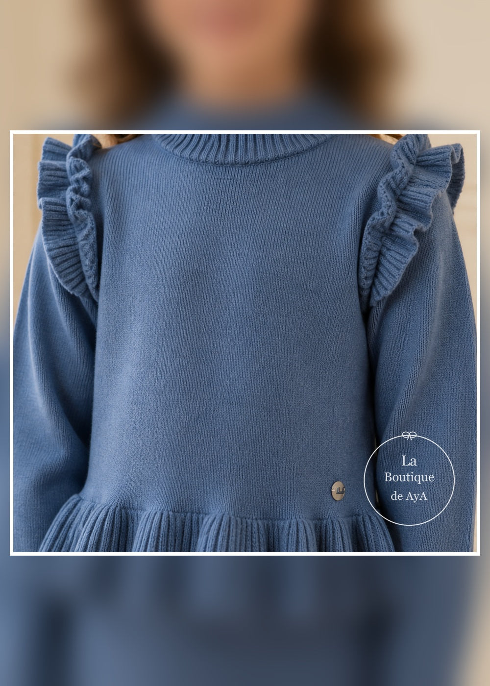 Detalle jersey azul empolvado conjunto niña Miranda 40/0624/3J