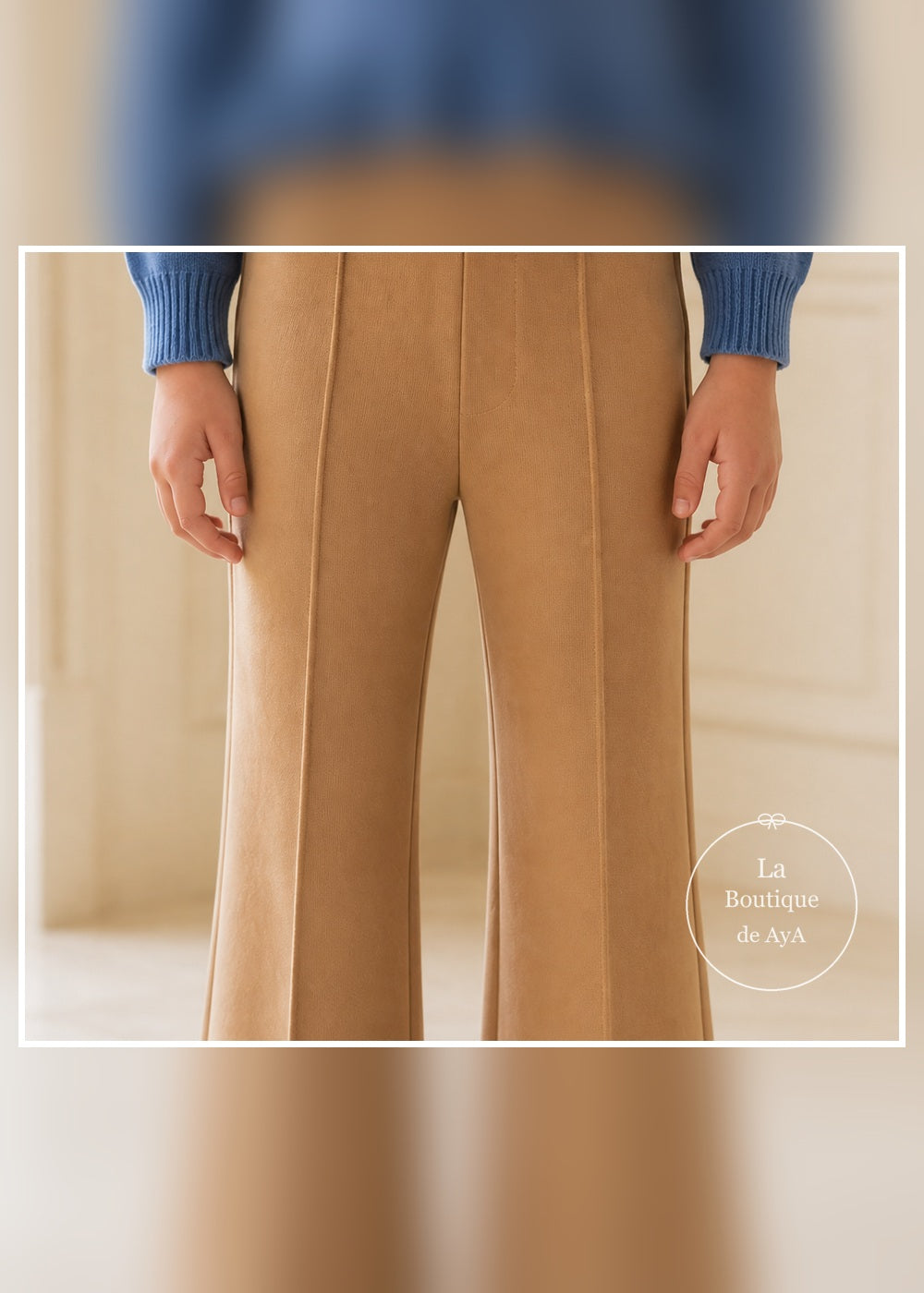 Detalle pantalón camel conjunto niña Miranda 40/0624/3J
