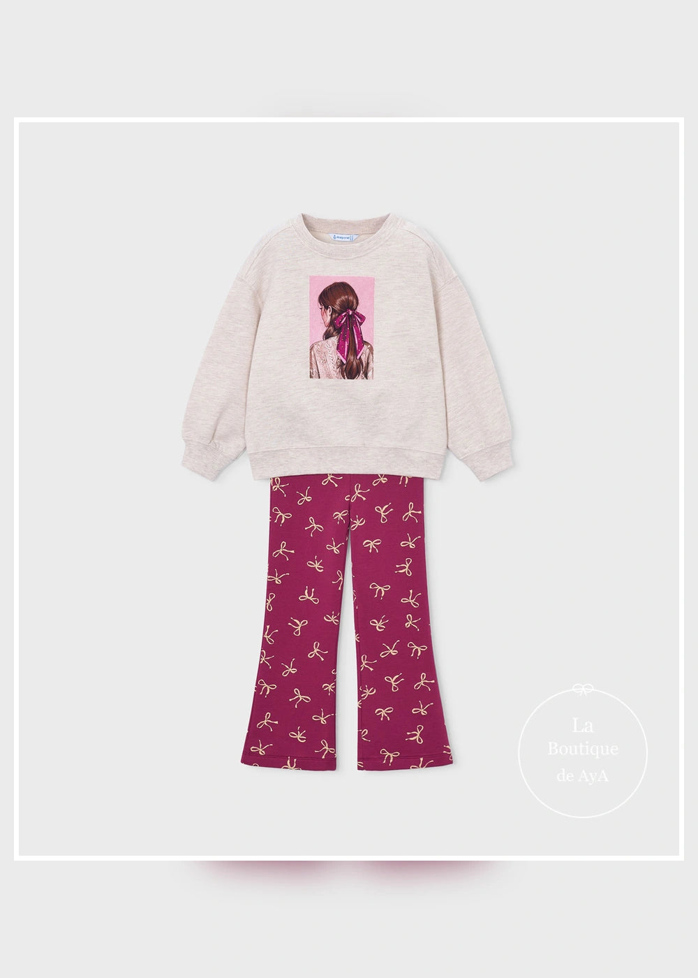 Conjunto sudadera y leggings framboise niña Mayoral 04738-079. Prendas solas, vista delantera.