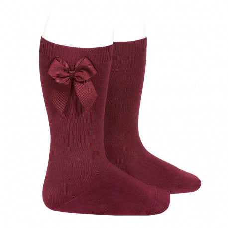 CONDOR GRANATE 575 Calcetines altos algodón con lazo grogrén lateral - La boutique de AyA Cóndor