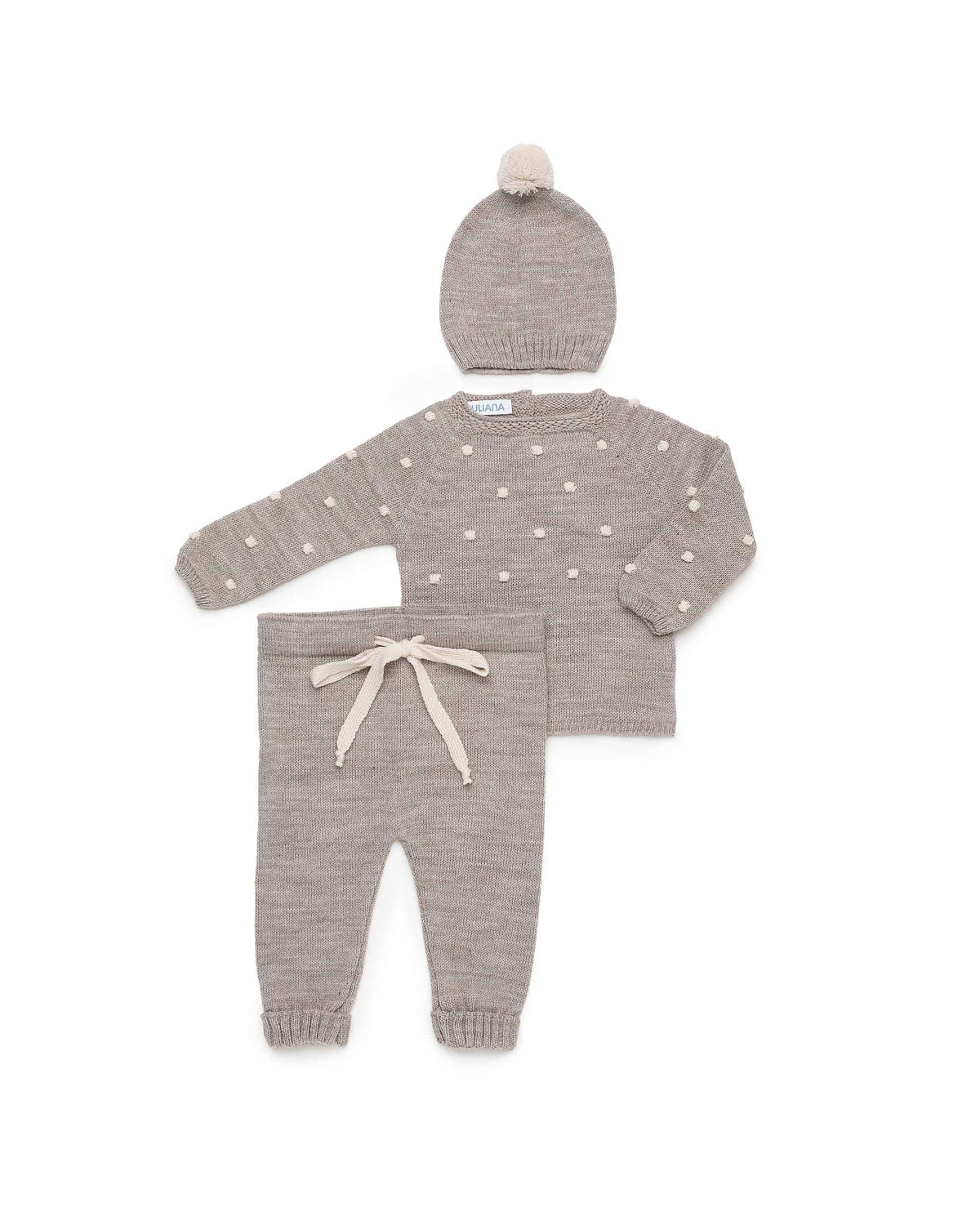Conjunto Juliana 26546 bodoques en contraste, jersey, polaina y gorrito 2