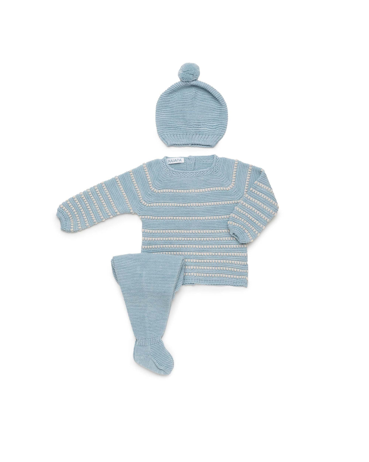 Conjunto Juliana 26567 líneas bicolor, jersey, polaina y gorrito 2
