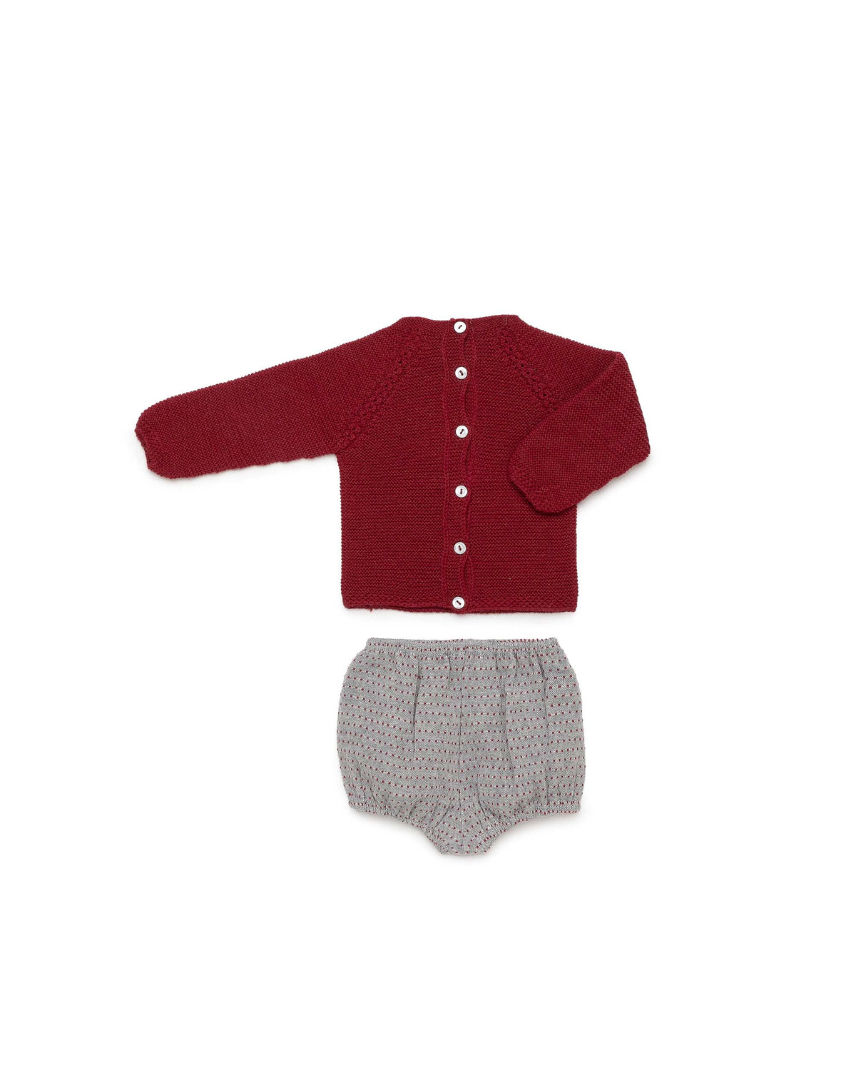 Conjunto bebé niño Juliana motas y oso bordado 26583, detalle de acabados, otoño invierno 2026/27