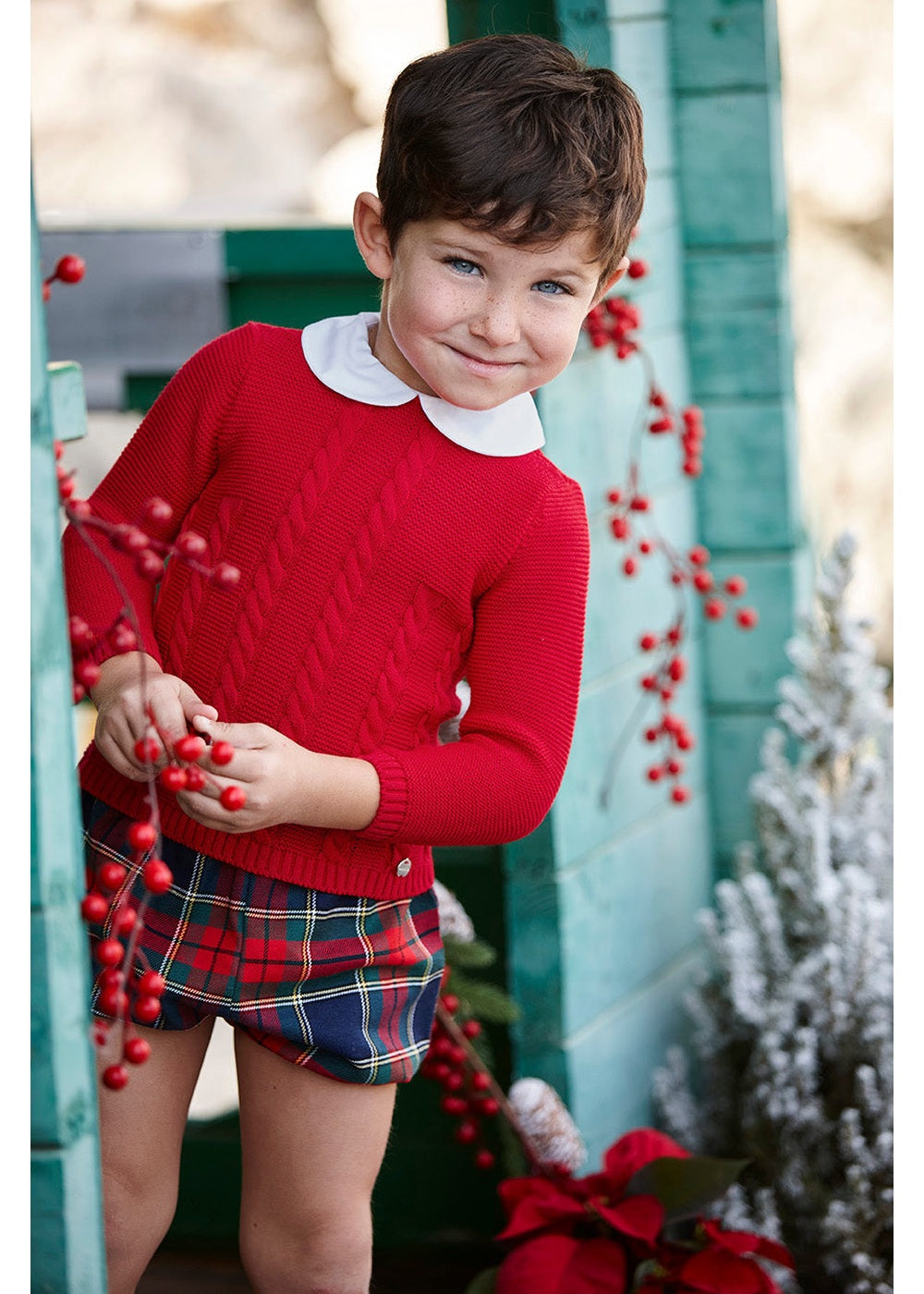 Conjunto bebé niño Juliana trenzas y cuadros 26584, colección otoño invierno 2026/2027