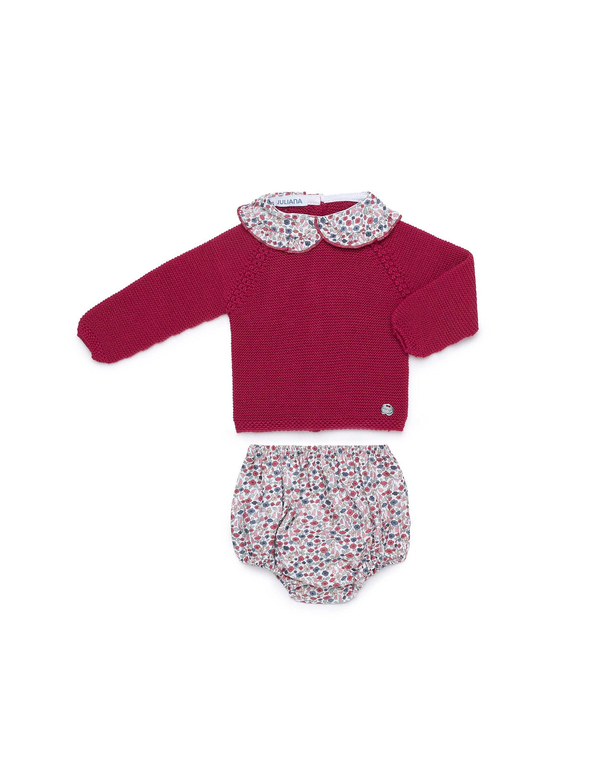 Conjunto niña Juliana braga de flores y cuello volante 26602, prenda coordinada, otoño invierno 2026/27