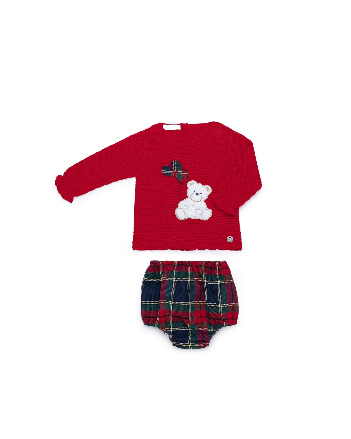 Conjunto bebé niña Juliana cuadros oso y globos 26605, prenda coordinada, otoño invierno 2026/27