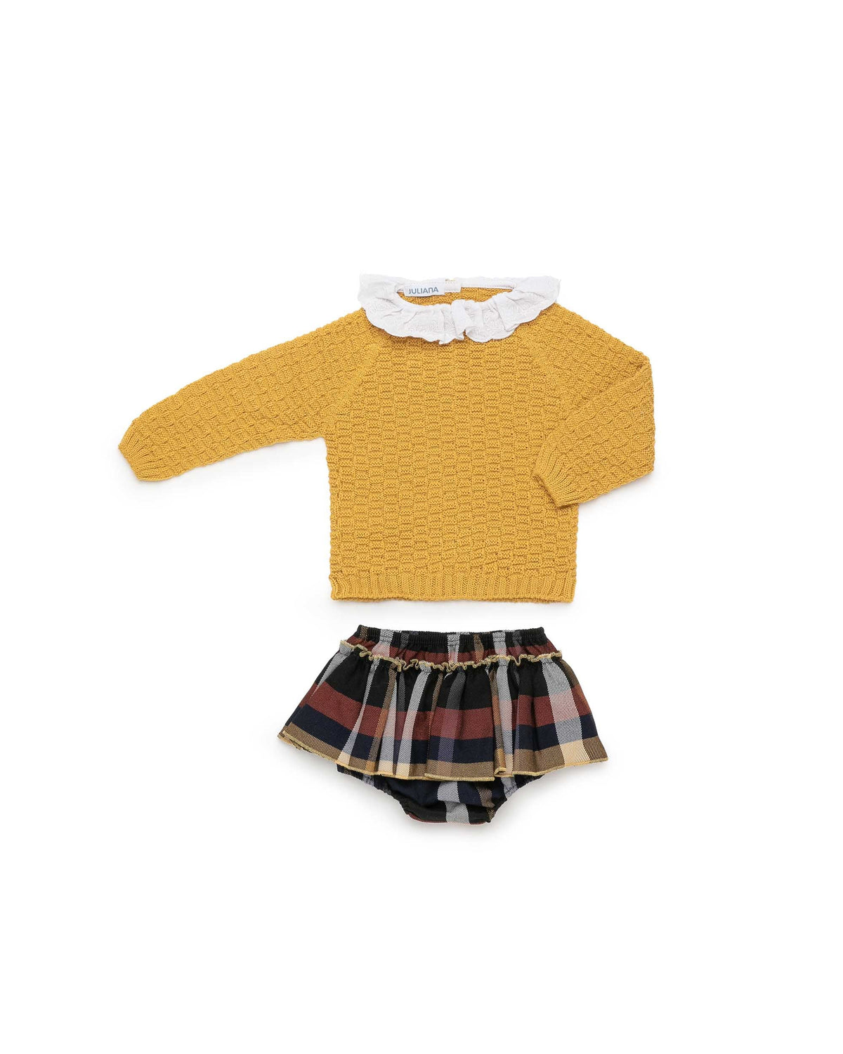 Conjunto bebé niña Juliana braga de cuadros y volantes 26608, prenda coordinada, otoño invierno 2026/27