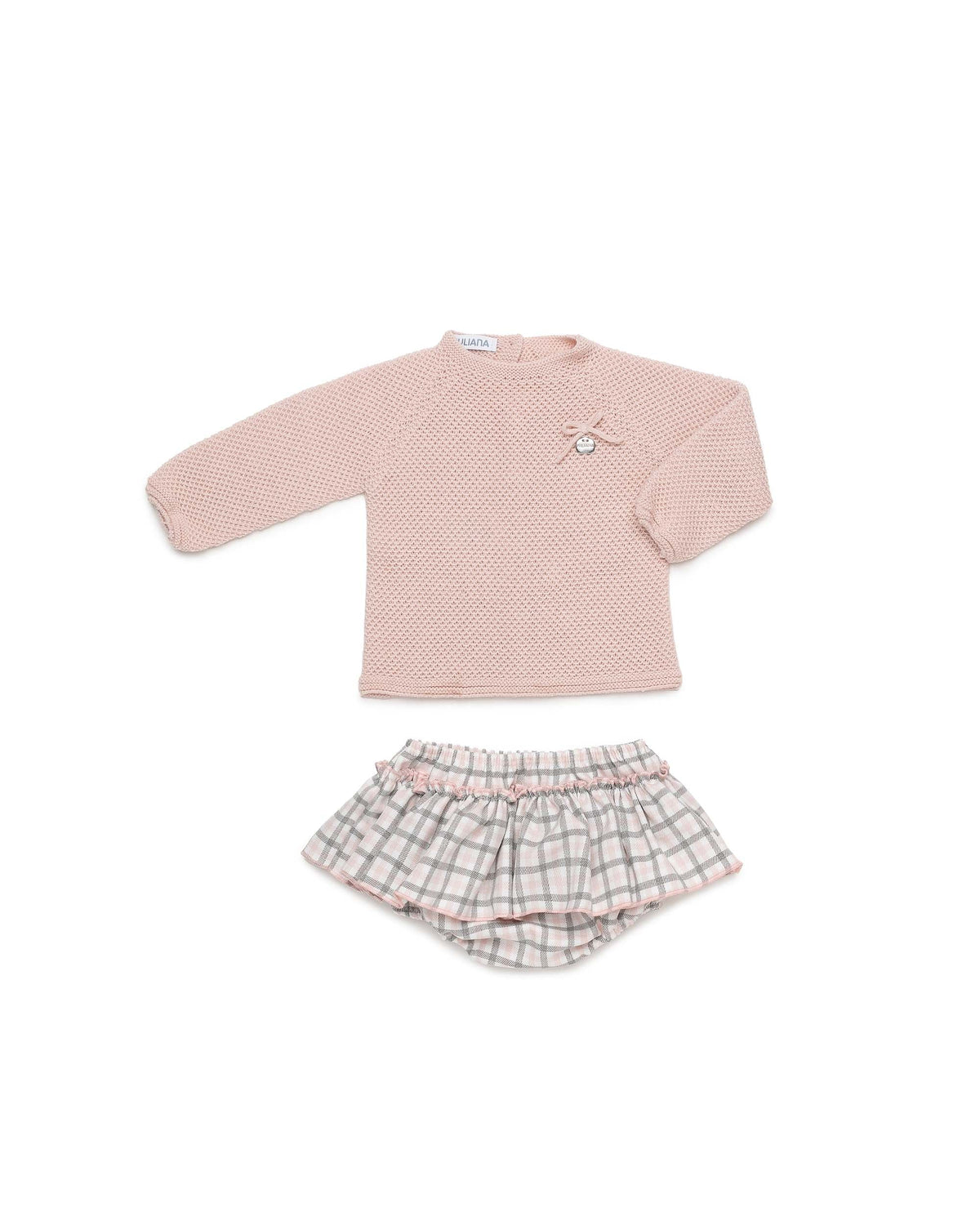 Conjunto bebé niña Juliana braga de cuadritos y volantes 26609, prenda coordinada, otoño invierno 2026/27