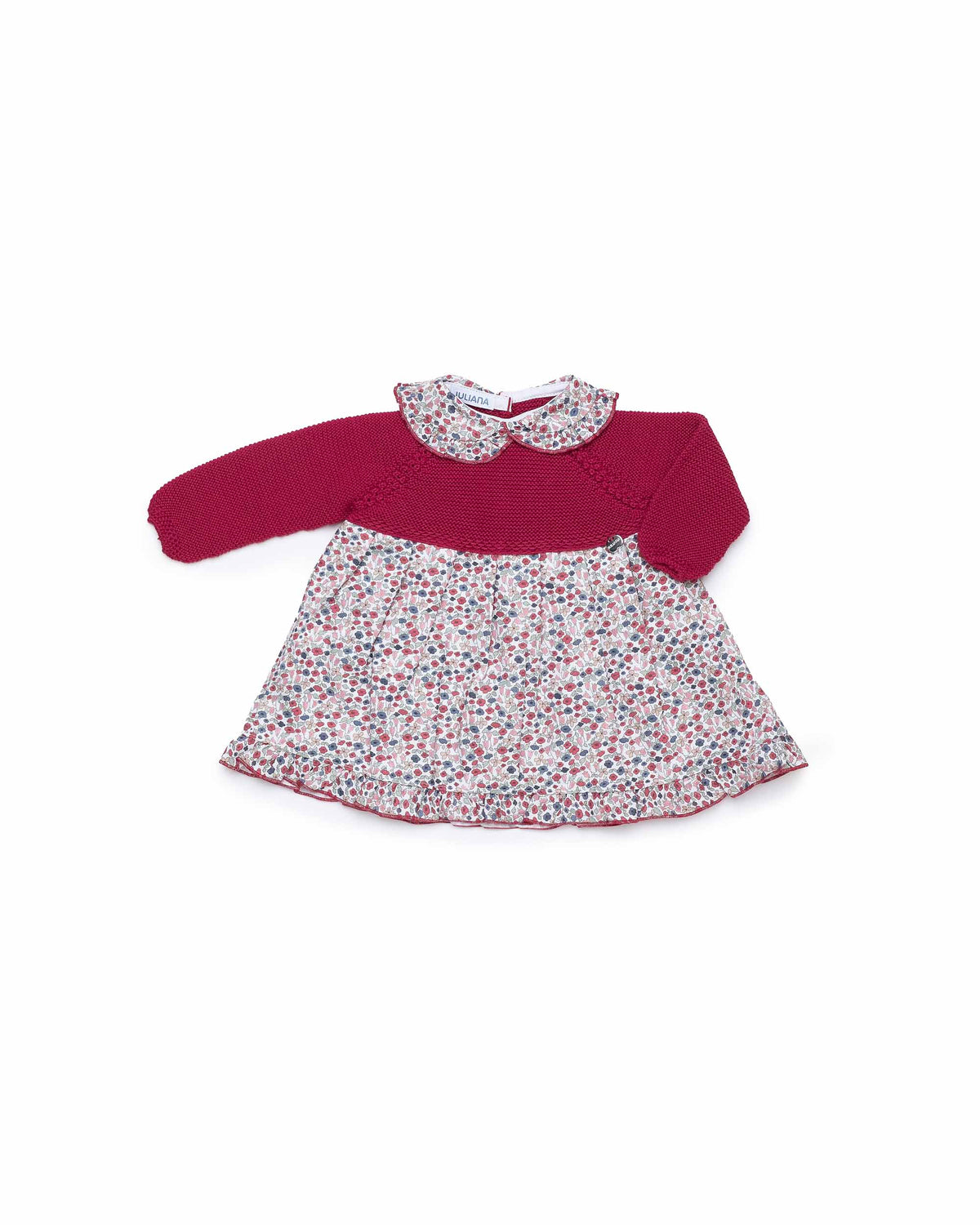 Vestido niña Juliana punto y flores 26649, prenda coordinada, otoño invierno 2026/27