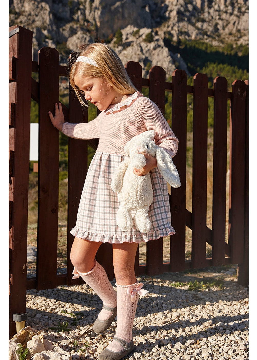 Vestido niña Juliana punto y cuadritos 26651, colección otoño invierno 2026/2027