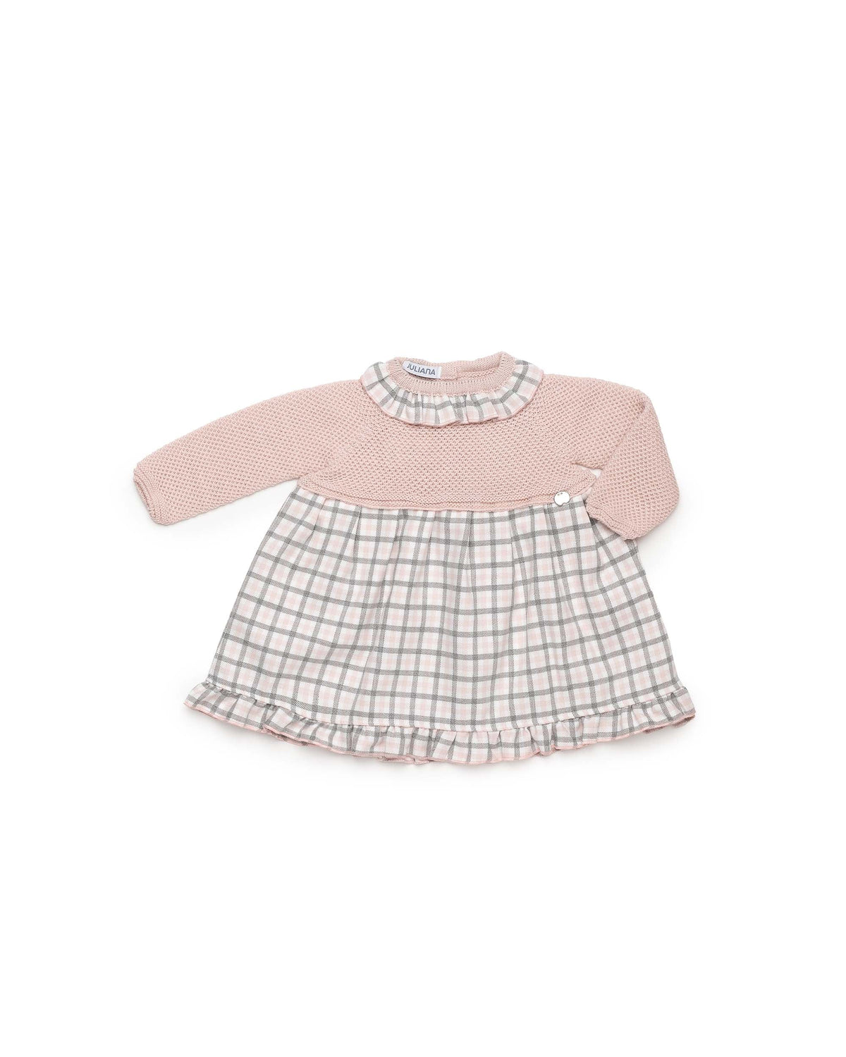 Vestido niña Juliana punto y cuadritos 26651, prenda coordinada, otoño invierno 2026/27