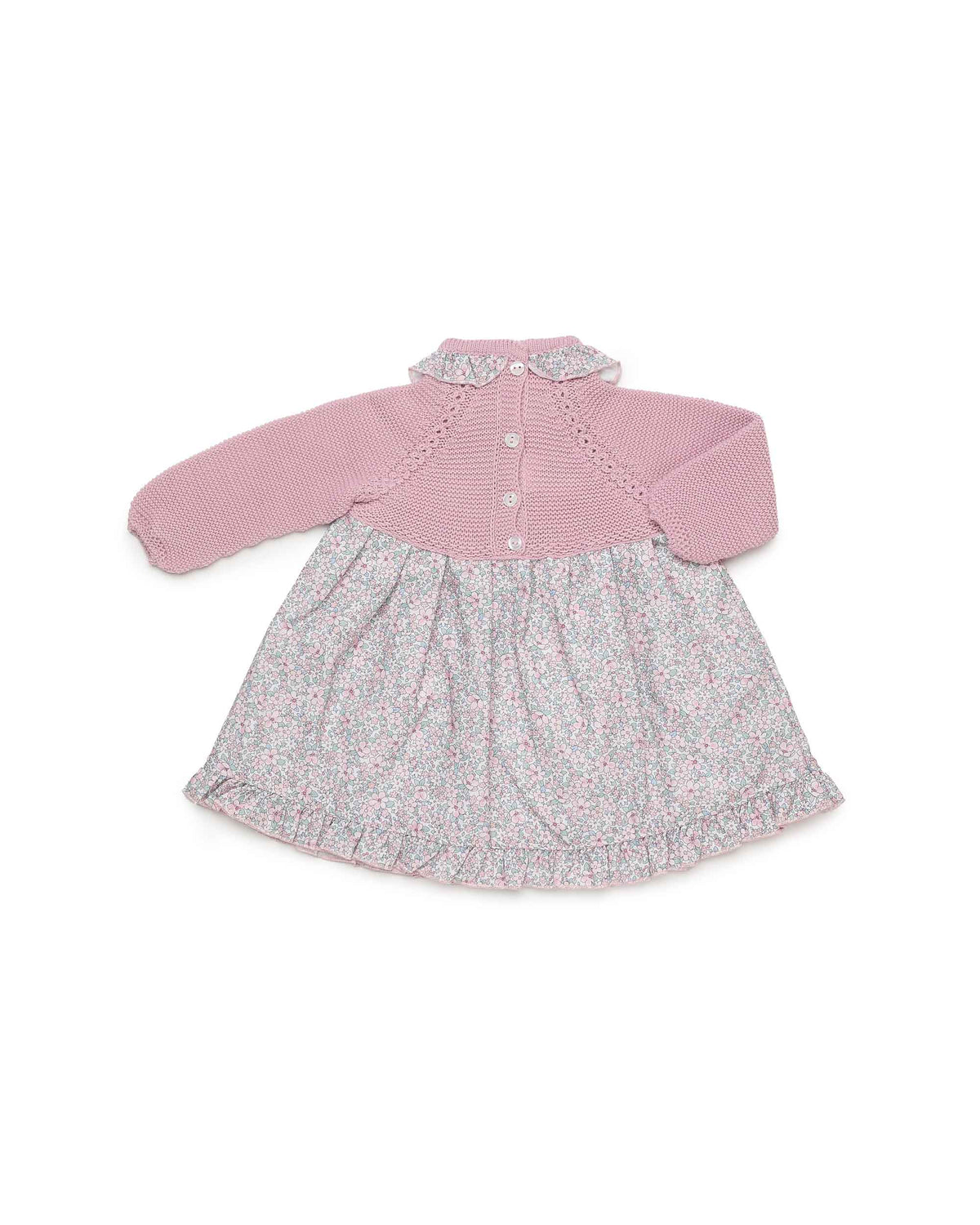 Vestido bebé niña Juliana punto y florecitas 26652, detalle de acabados, otoño invierno 2026/27