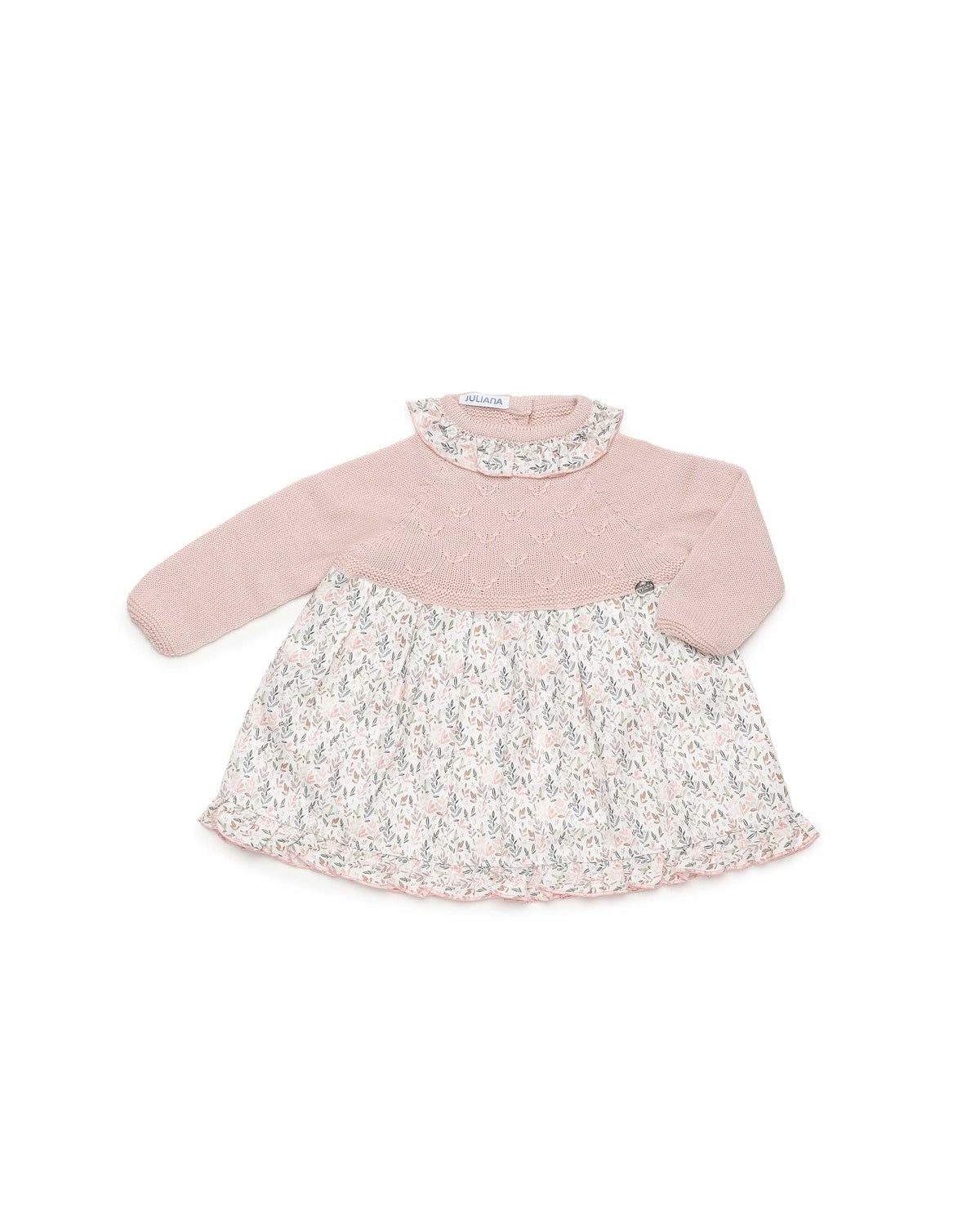 Vestido niña Juliana punto y ramitas 26656, prenda coordinada, otoño invierno 2026/27